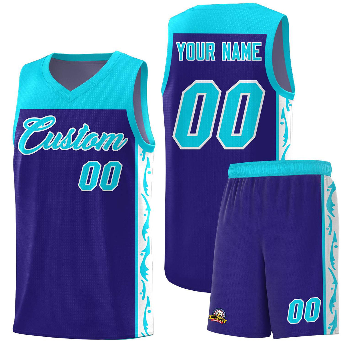 Custom Royal Side Pattern Sports Uniform Basketball Jersey|KXKSHOP