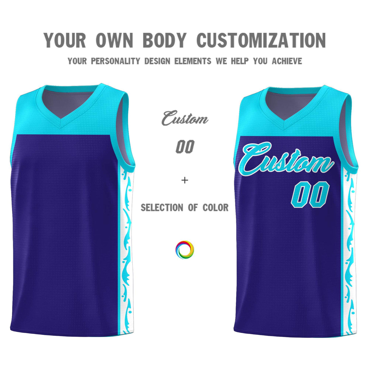 Custom Royal Side Pattern Sports Uniform Basketball Jersey|KXKSHOP
