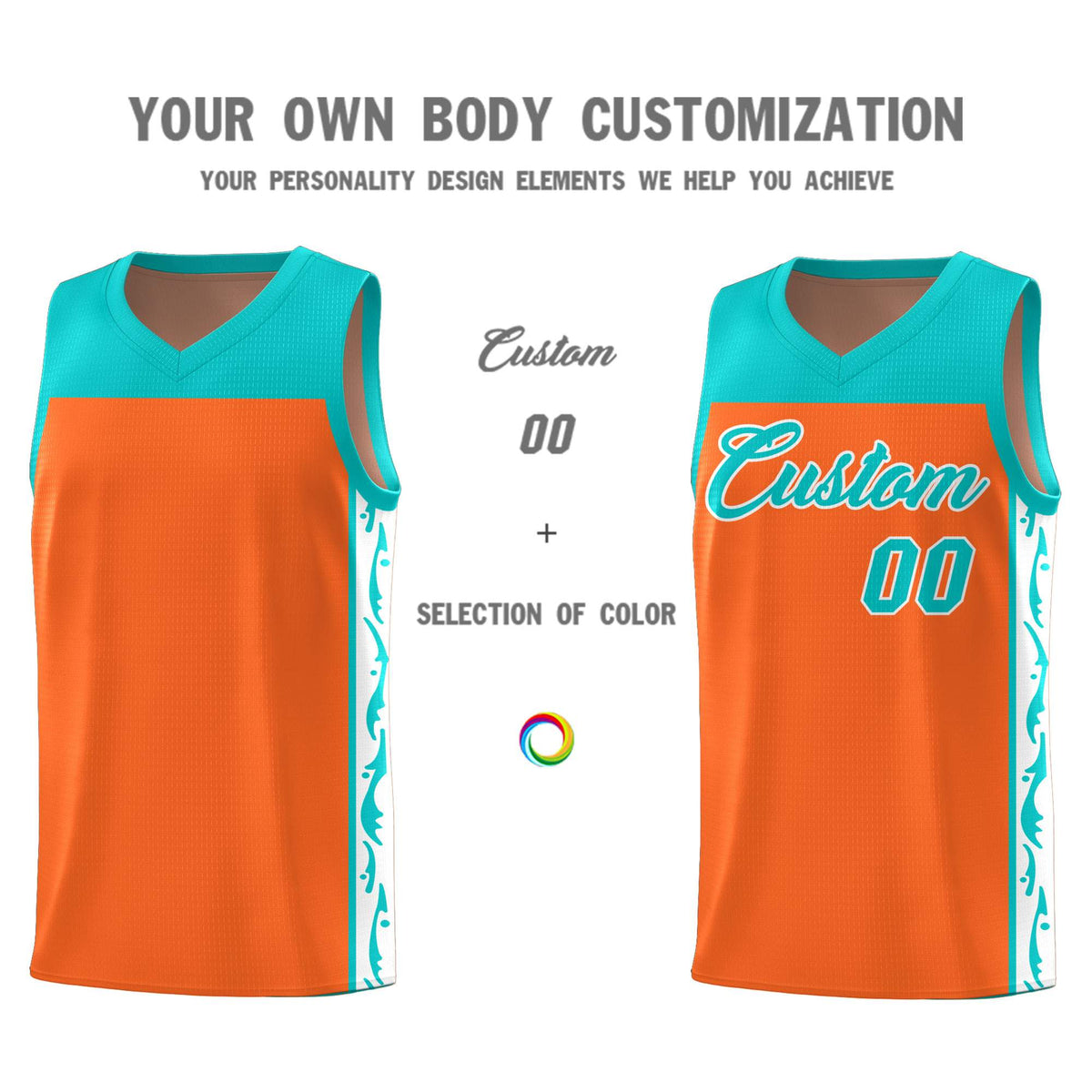 Custom Orange Side Pattern Sports Uniform Basketball Jersey|KXKSHOP
