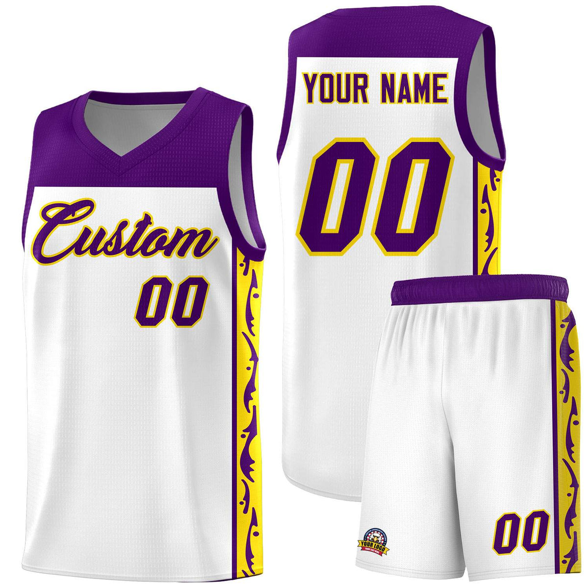 Custom White Side Pattern Sports Uniform Basketball Jersey|KXKSHOP