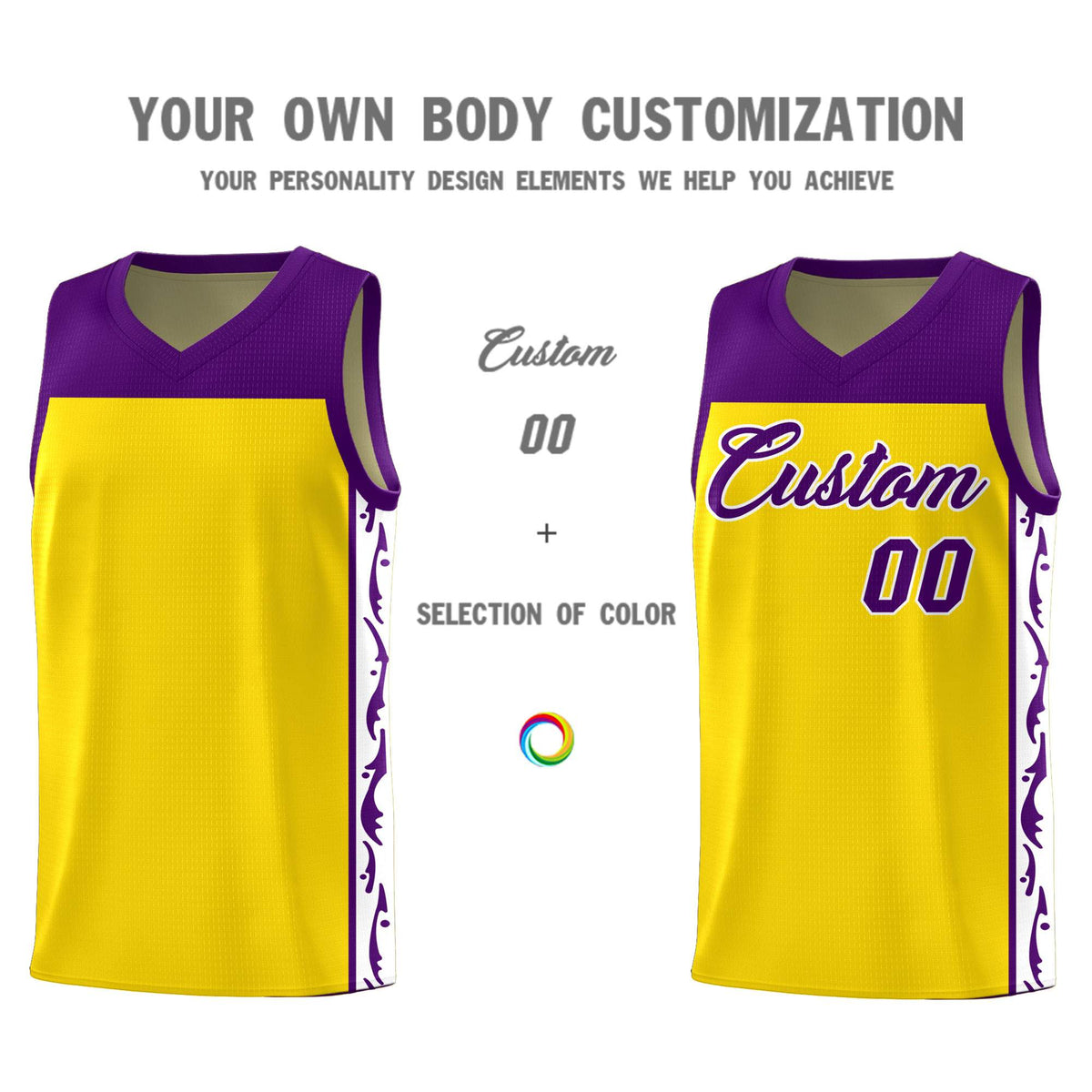 Custom Gold Side Pattern Sports Uniform Basketball Jersey|KXKSHOP