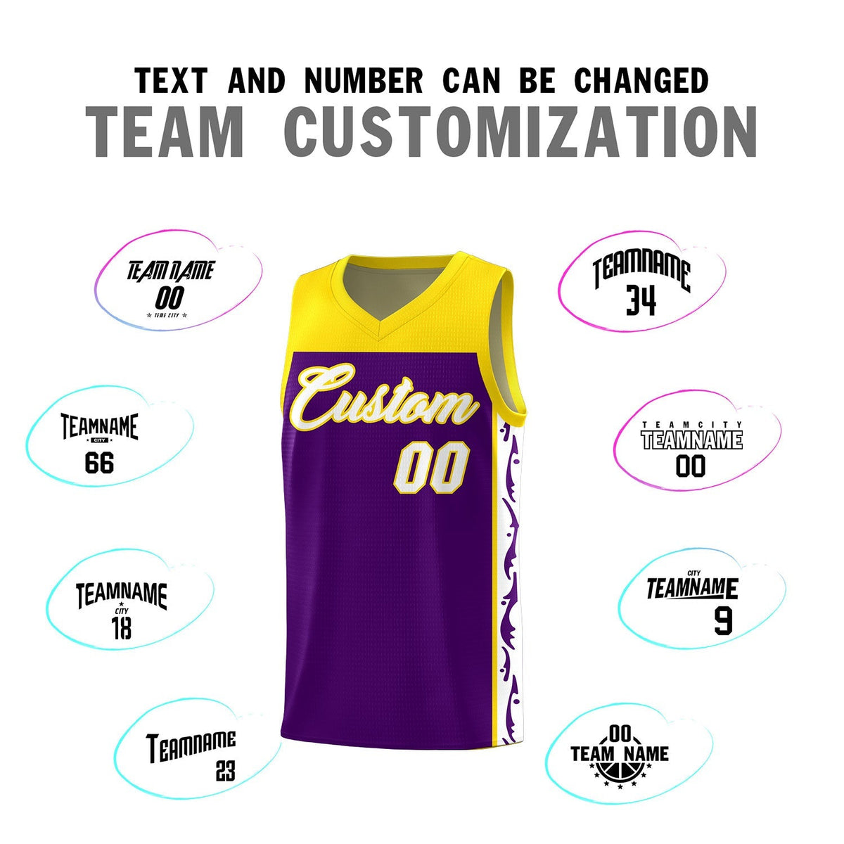 Custom Purple Side Pattern Sports Uniform Basketball Jersey|KXKSHOP