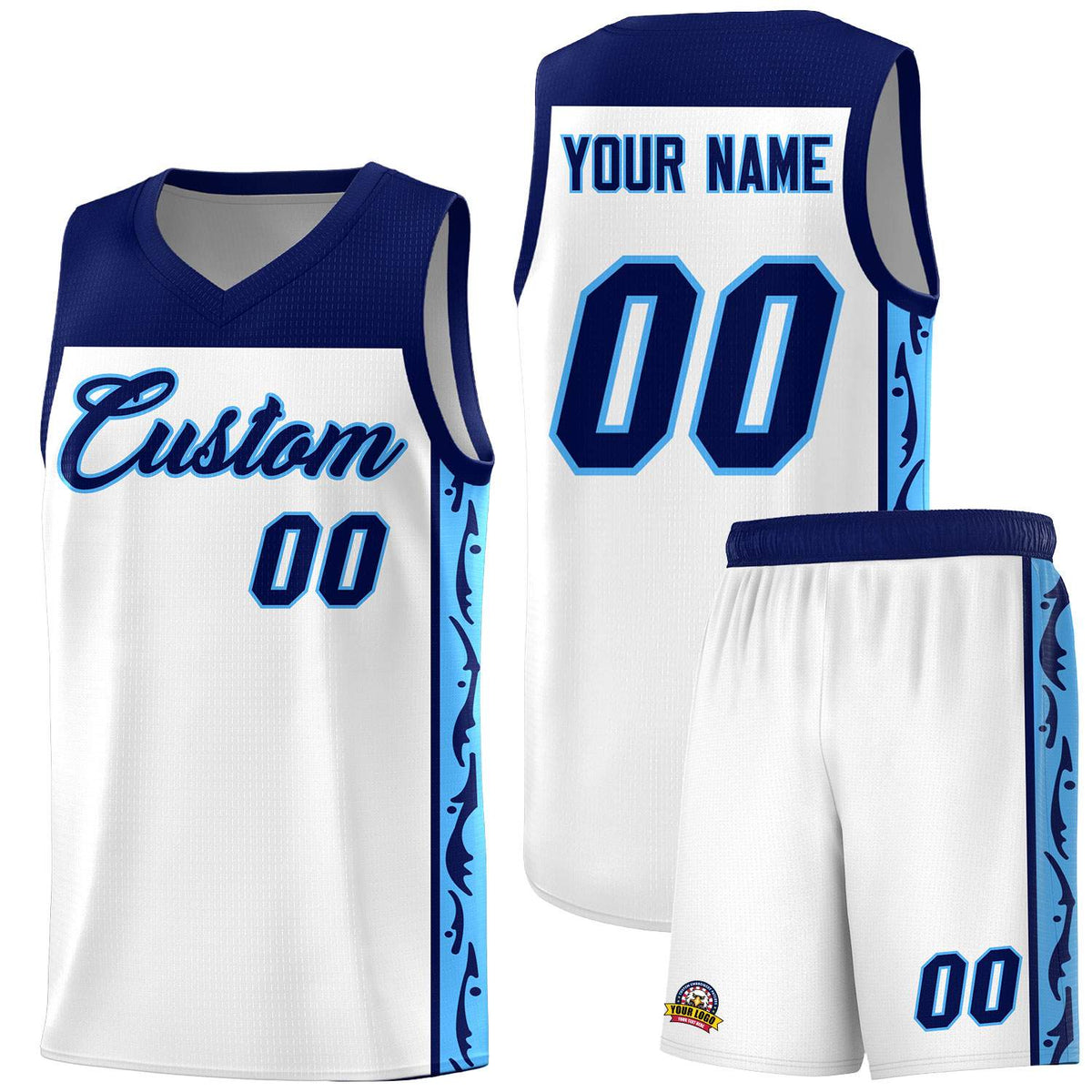 Custom White Side Pattern Sports Uniform Basketball Jersey|KXKSHOP