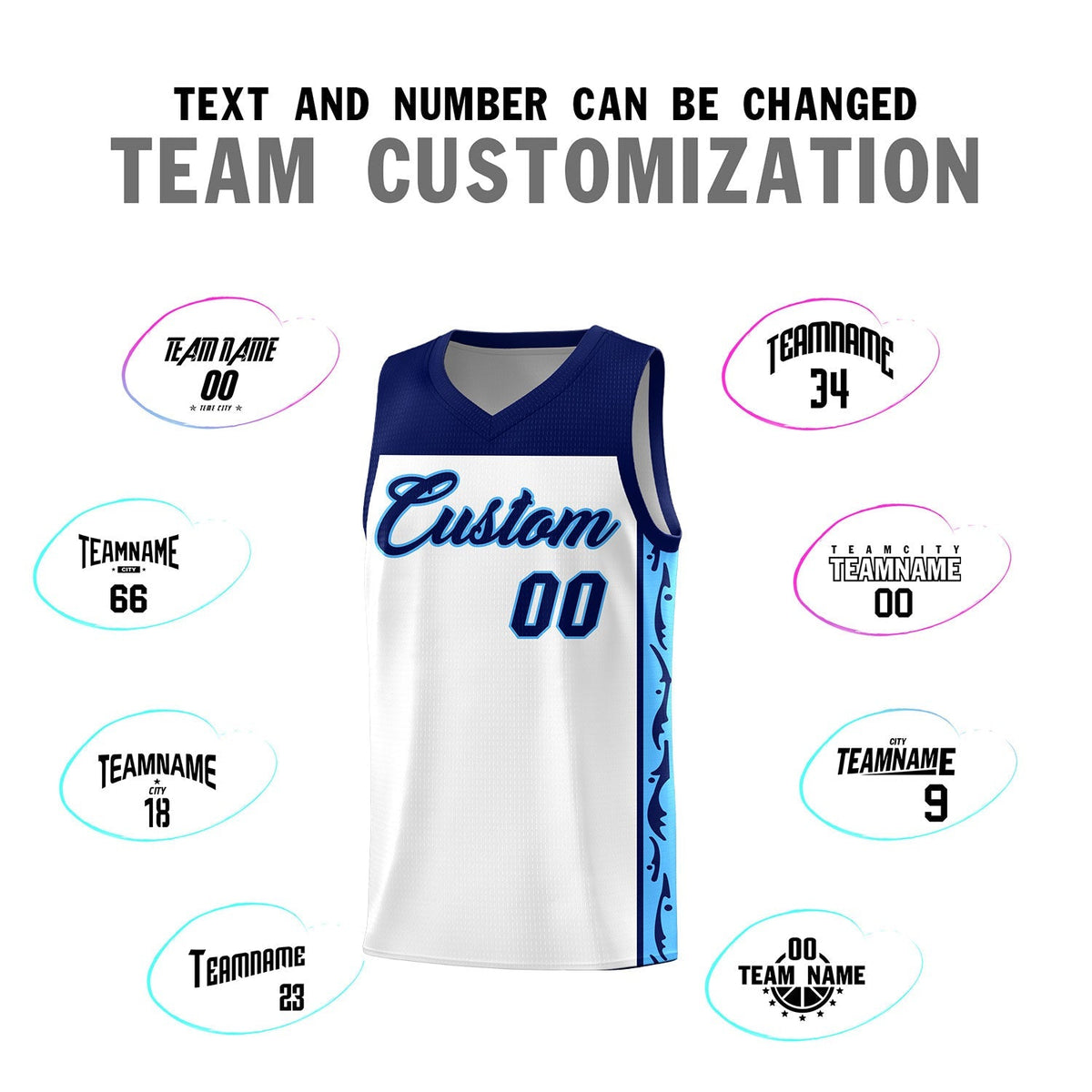 Custom White Side Pattern Sports Uniform Basketball Jersey|KXKSHOP