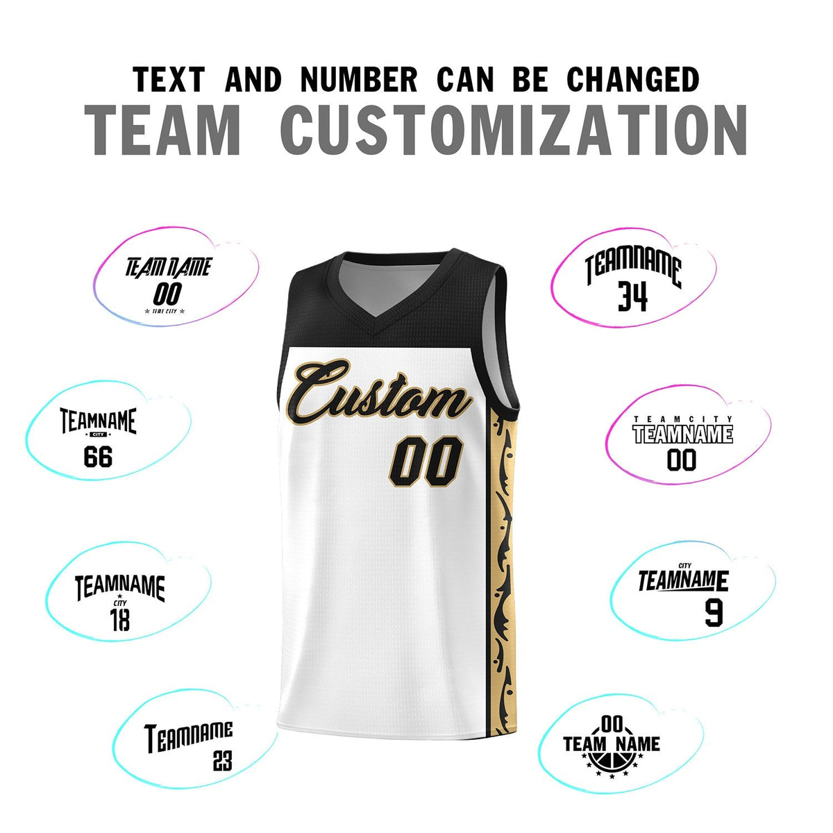 Custom White Side Pattern Sports Uniform Basketball Jersey|KXKSHOP