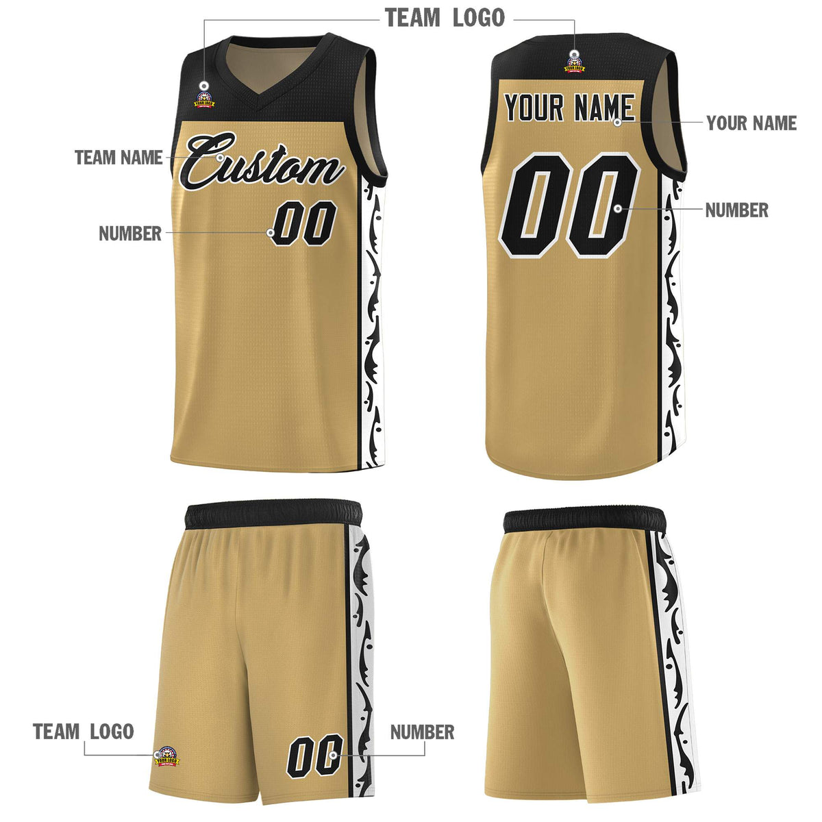 Custom Light Brown Side Pattern Sports Uniform Basketball Jersey|KXKSHOP
