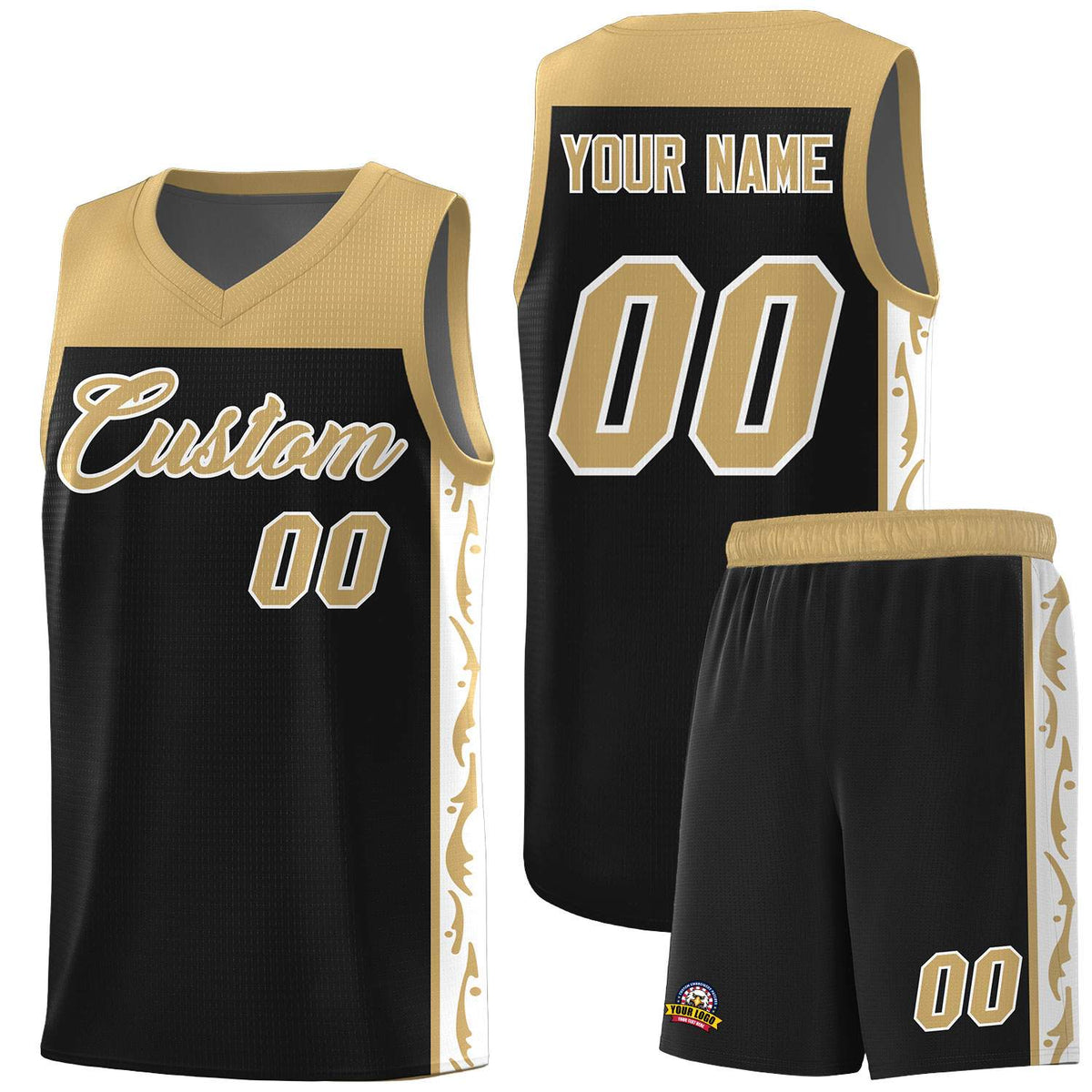 Custom Black Side Pattern Sports Uniform Basketball Jersey|KXKSHOP