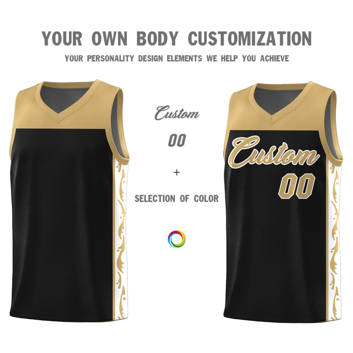 Custom Black Side Pattern Sports Uniform Basketball Jersey|KXKSHOP