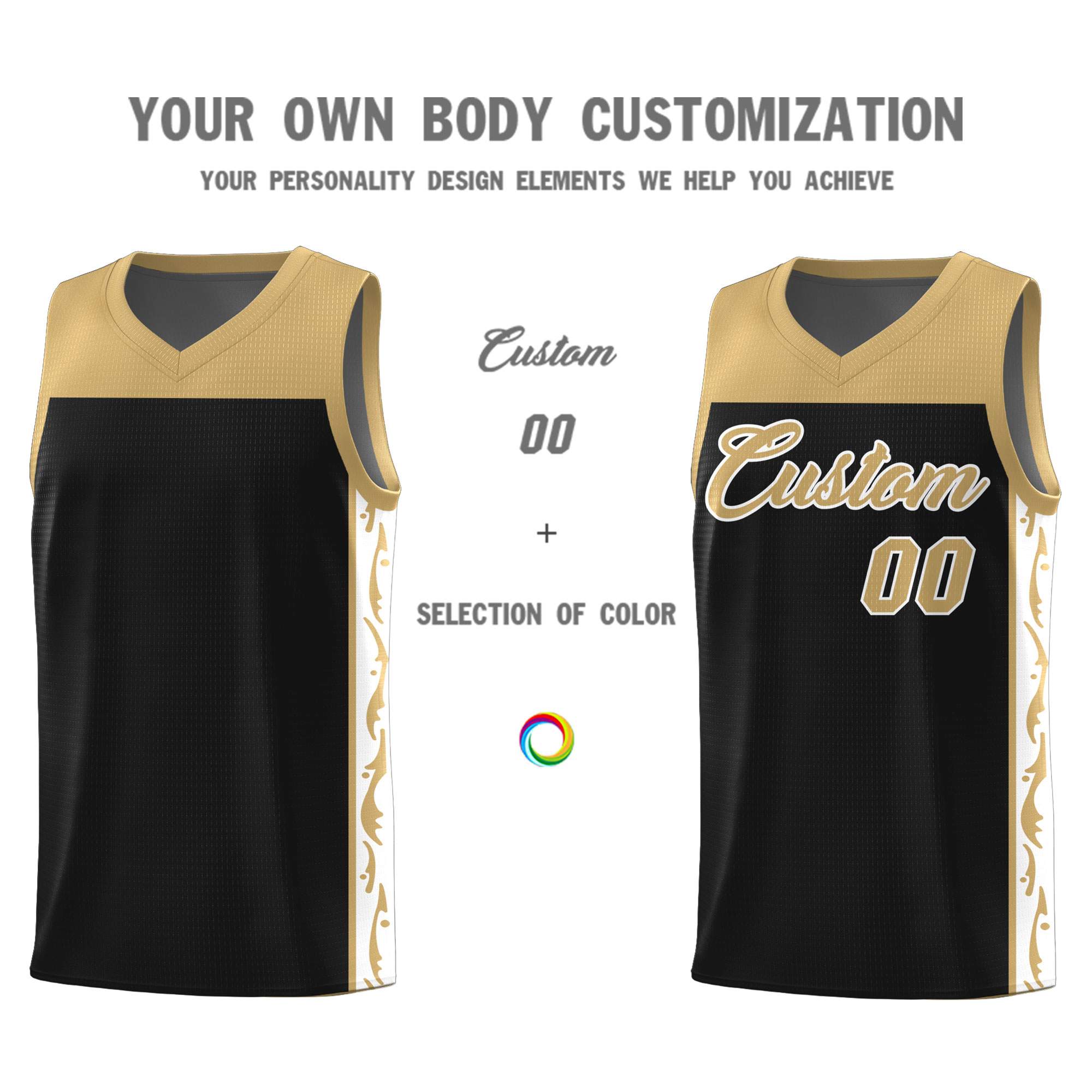 Custom Black Side Pattern Sports Uniform Basketball Jersey|KXKSHOP