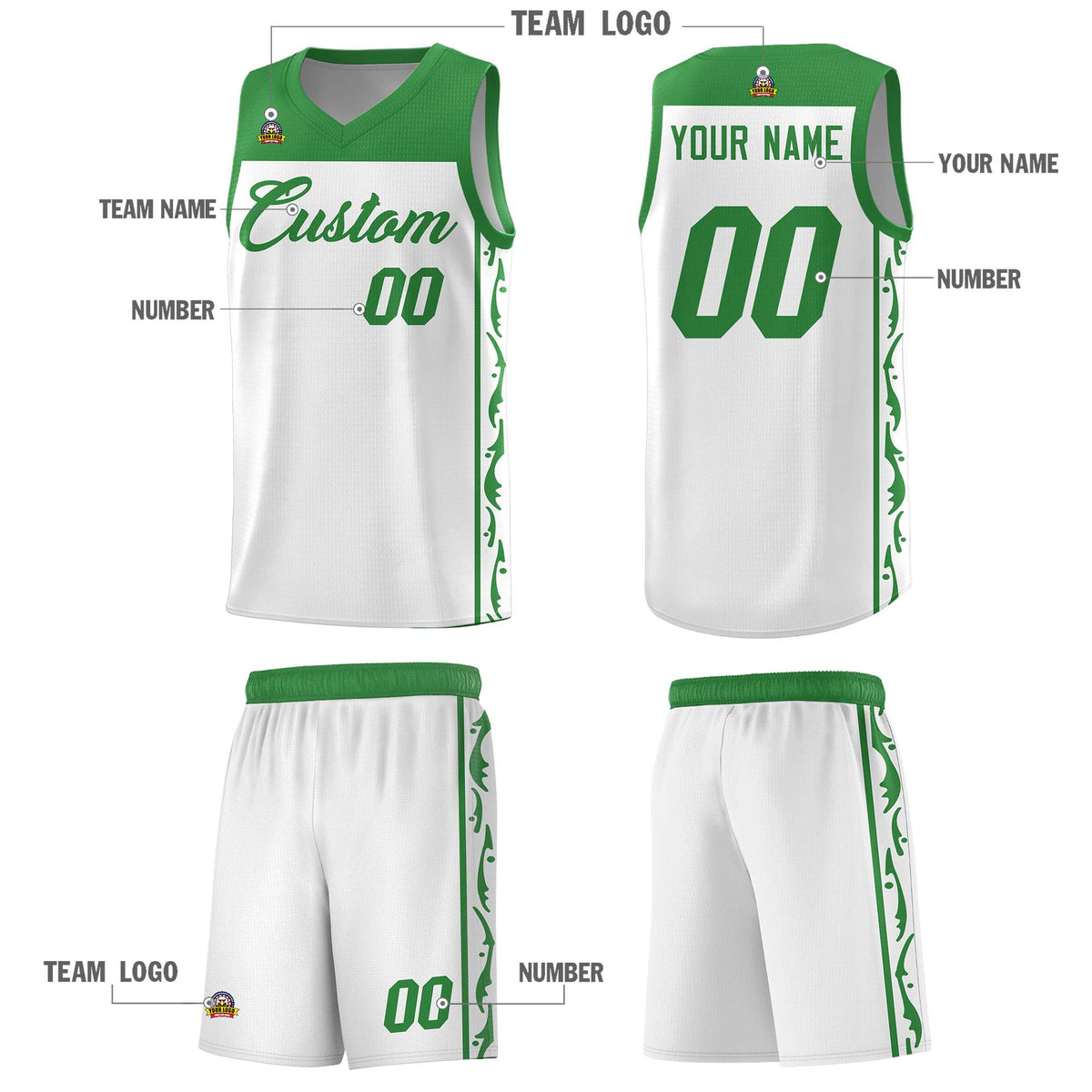 Custom White Side Pattern Sports Uniform Basketball Jersey|KXKSHOP