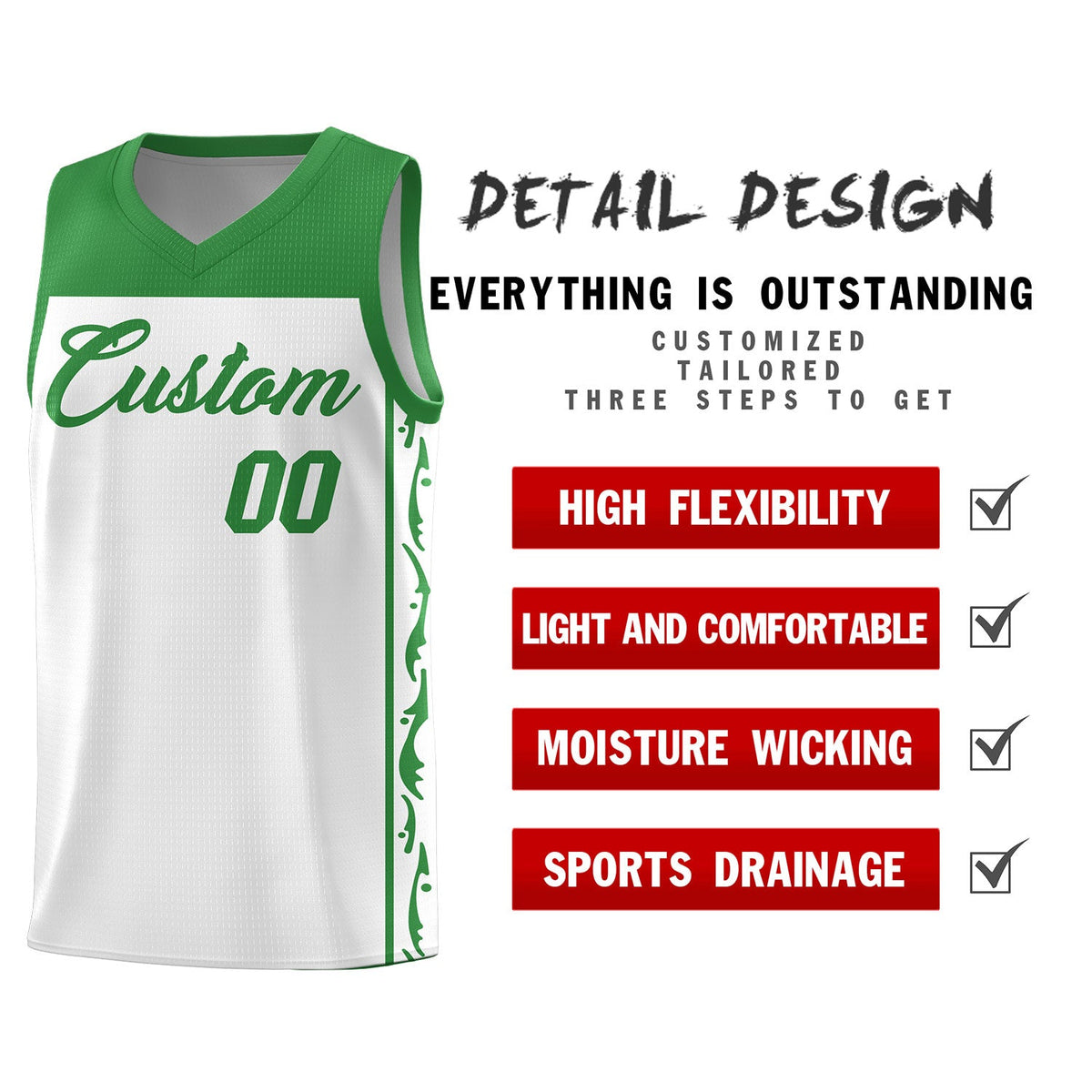 Custom White Side Pattern Sports Uniform Basketball Jersey|KXKSHOP