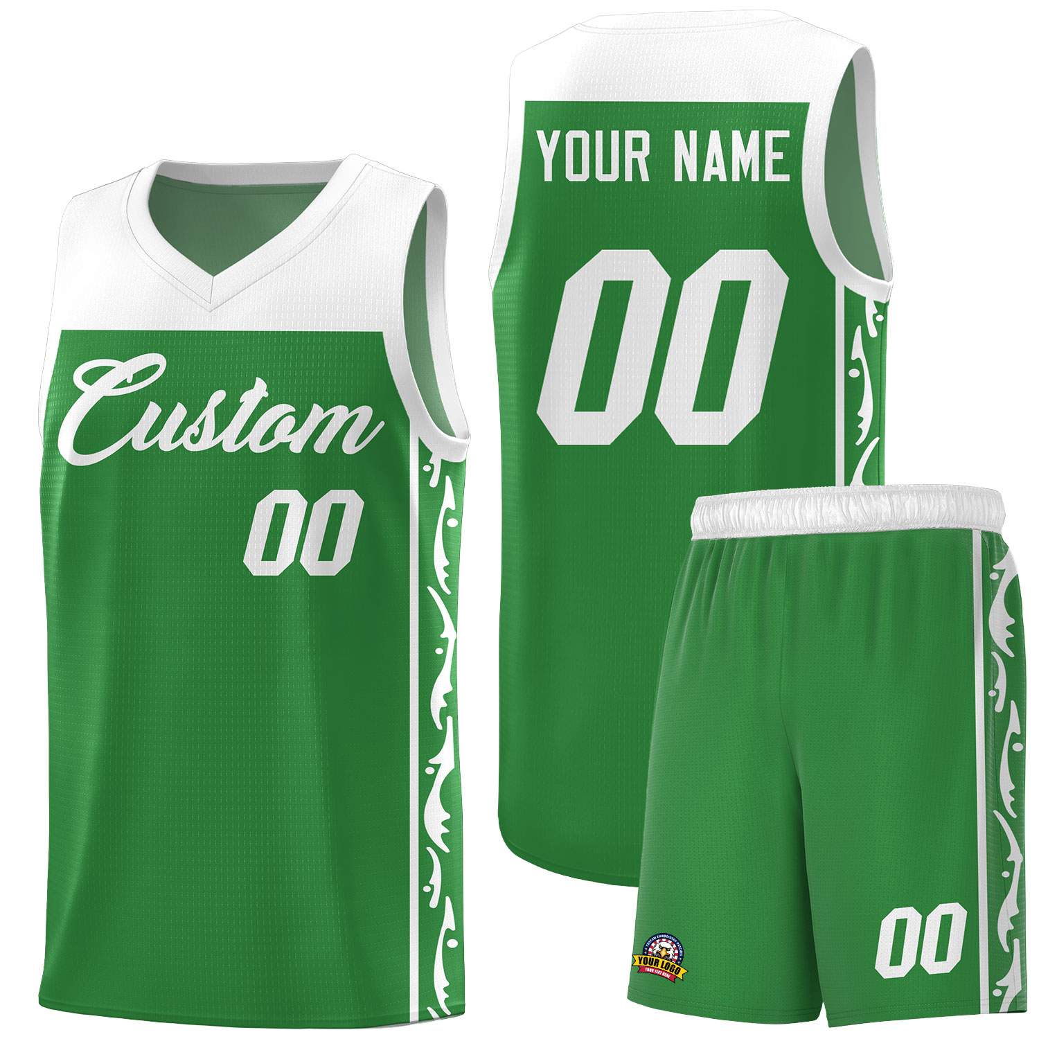 Custom Kelly Green Side Pattern Sports Uniform Basketball Jersey|KXKSHOP