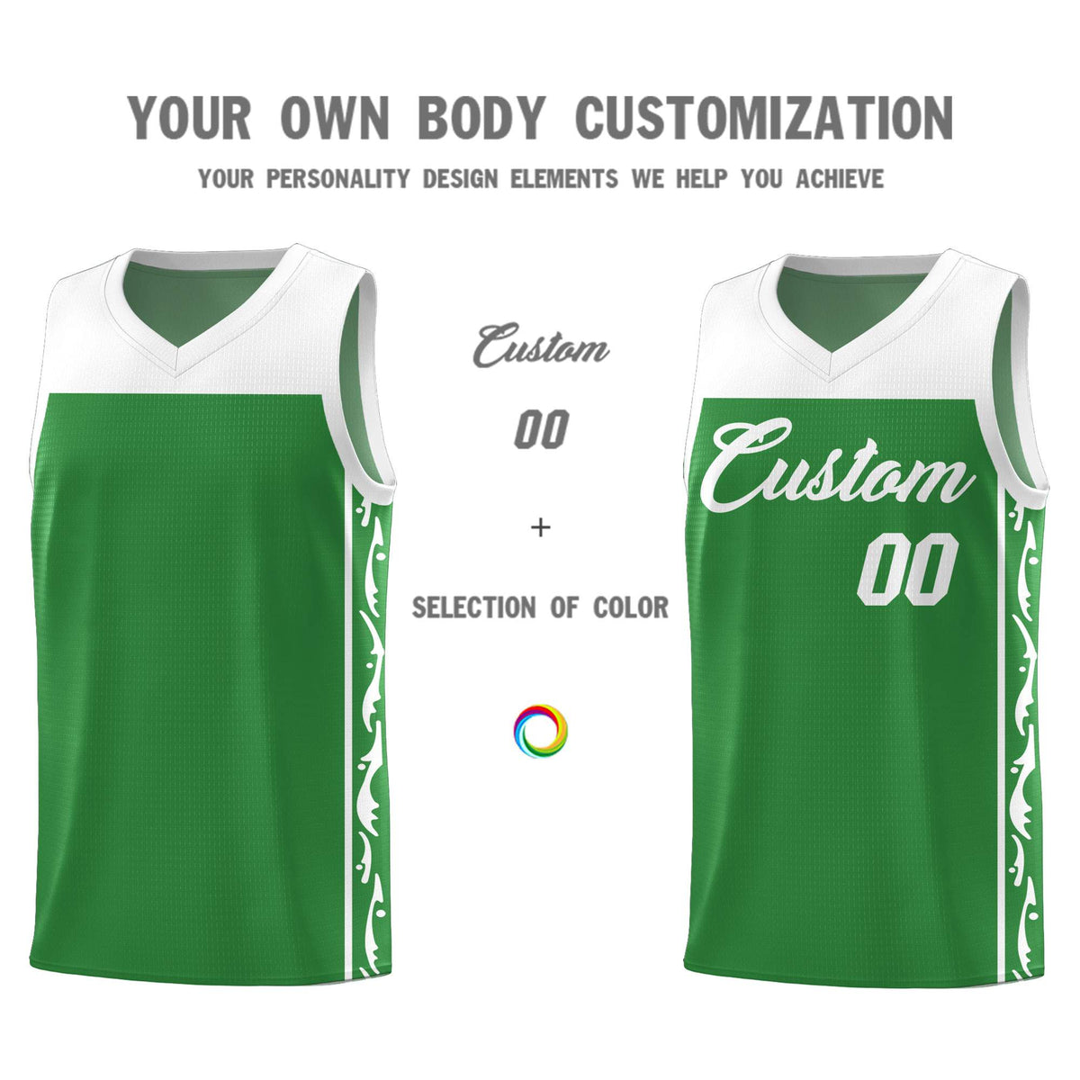 Custom Kelly Green Side Pattern Sports Uniform Basketball Jersey|KXKSHOP