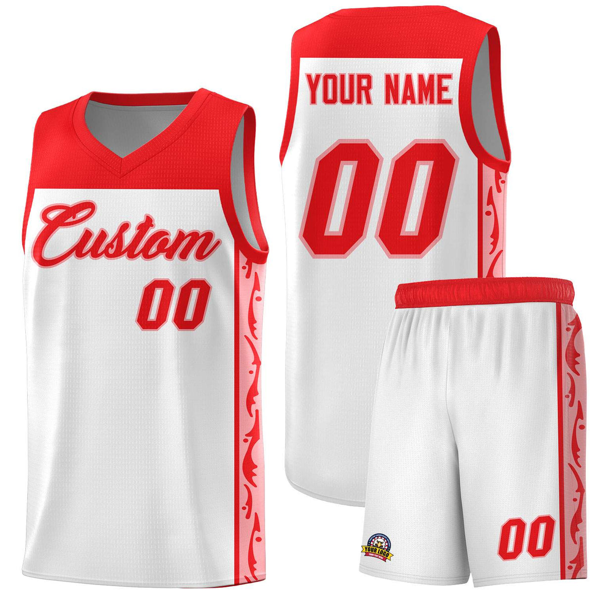 Custom White Side Pattern Sports Uniform Basketball Jersey|KXKSHOP