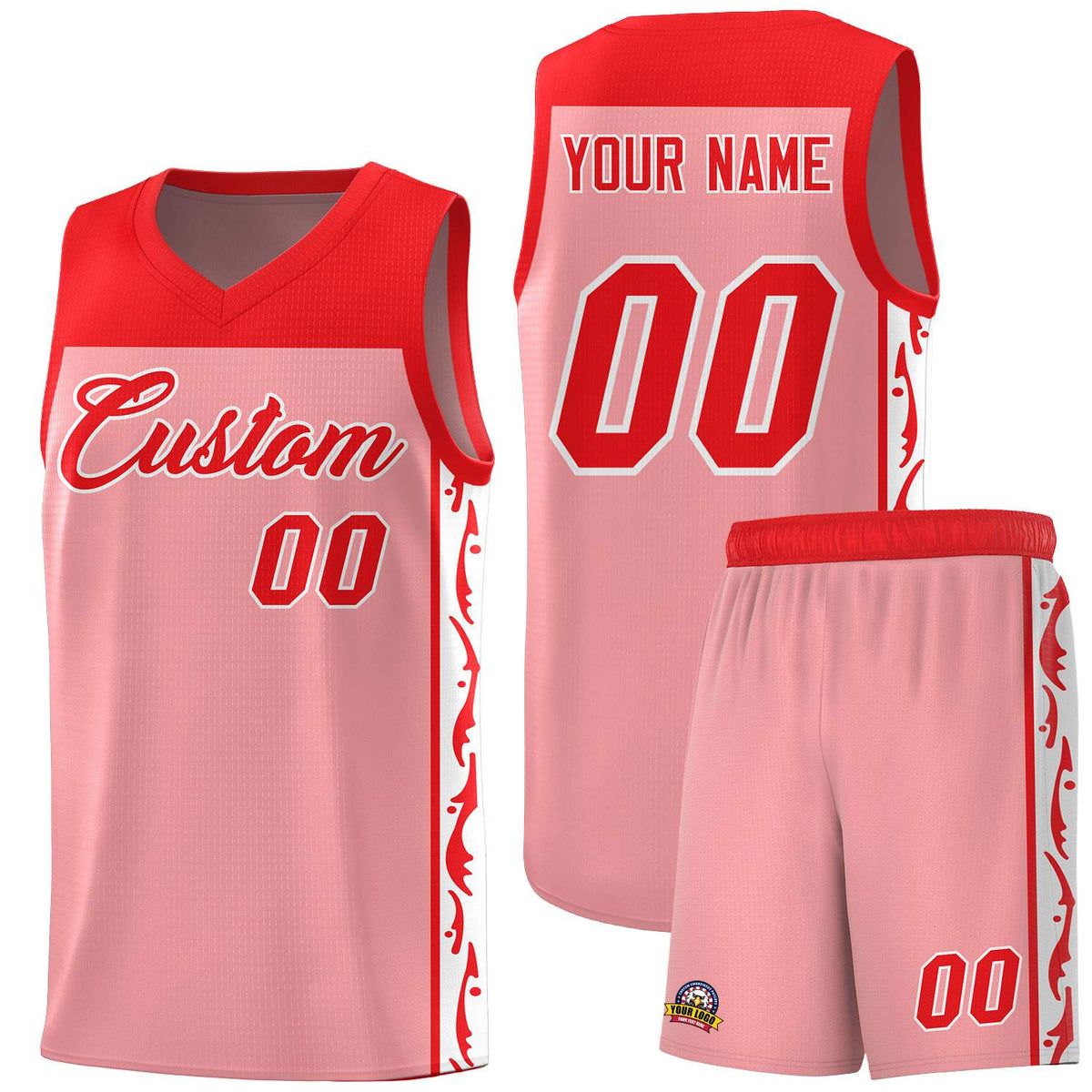Custom Pink Side Pattern Sports Uniform Basketball Jersey|KXKSHOP