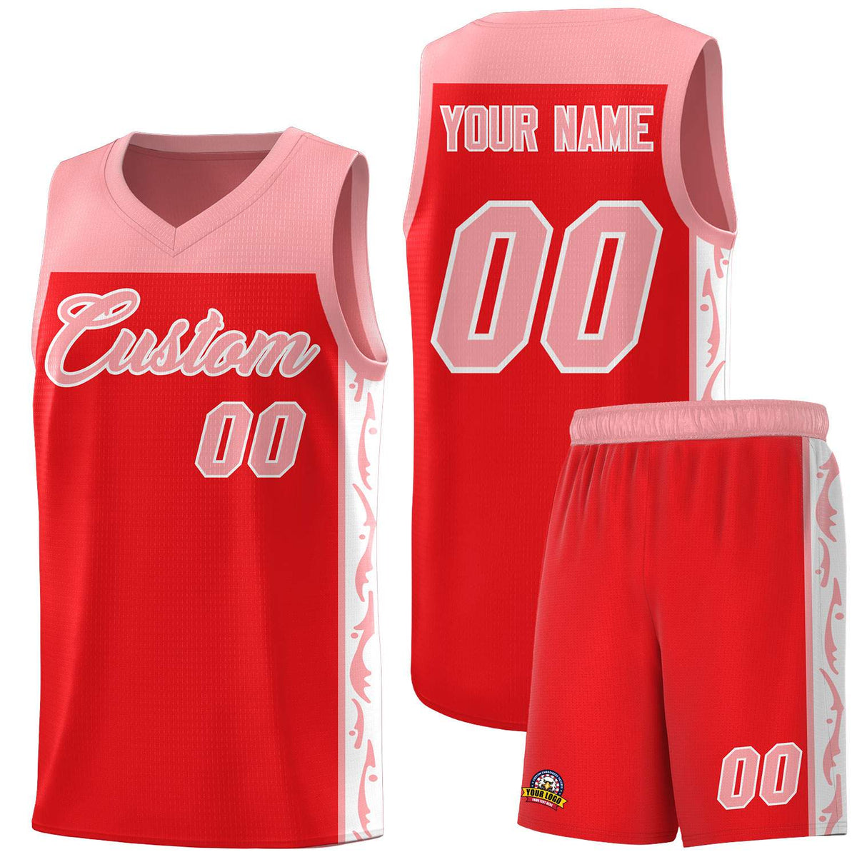 Custom Red Side Pattern Sports Uniform Basketball Jersey|KXKSHOP