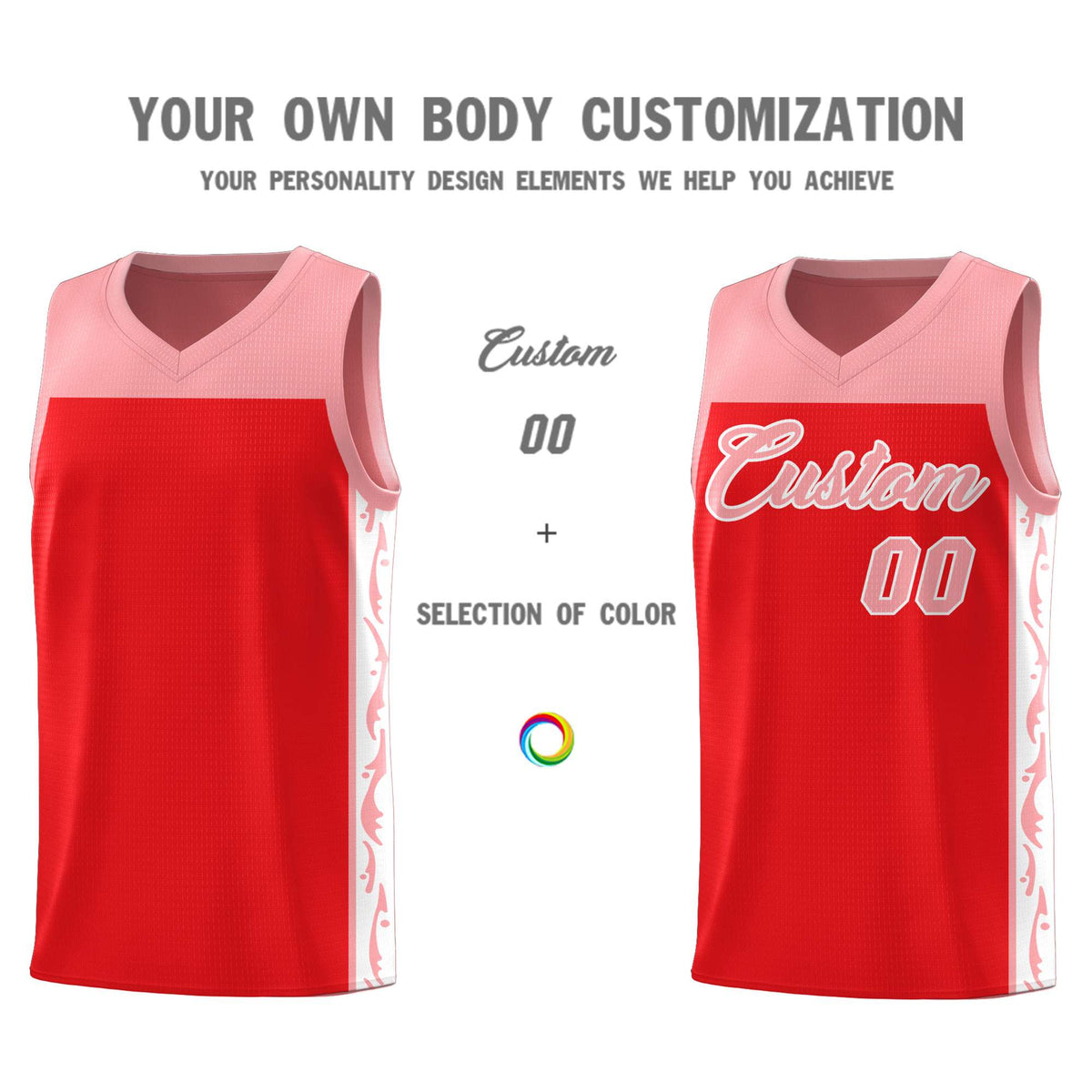 Custom Red Side Pattern Sports Uniform Basketball Jersey|KXKSHOP