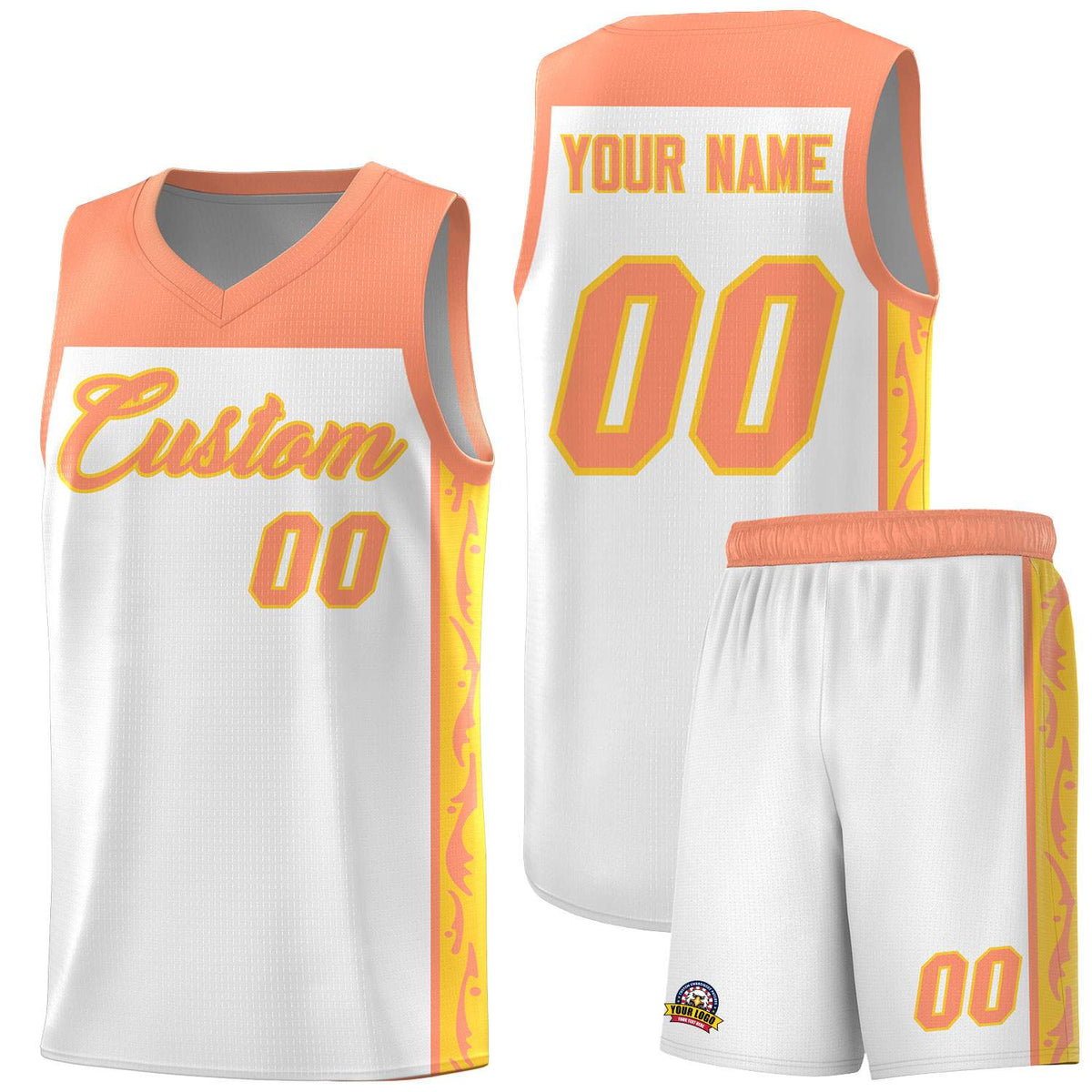 Custom White Side Pattern Sports Uniform Basketball Jersey|KXKSHOP