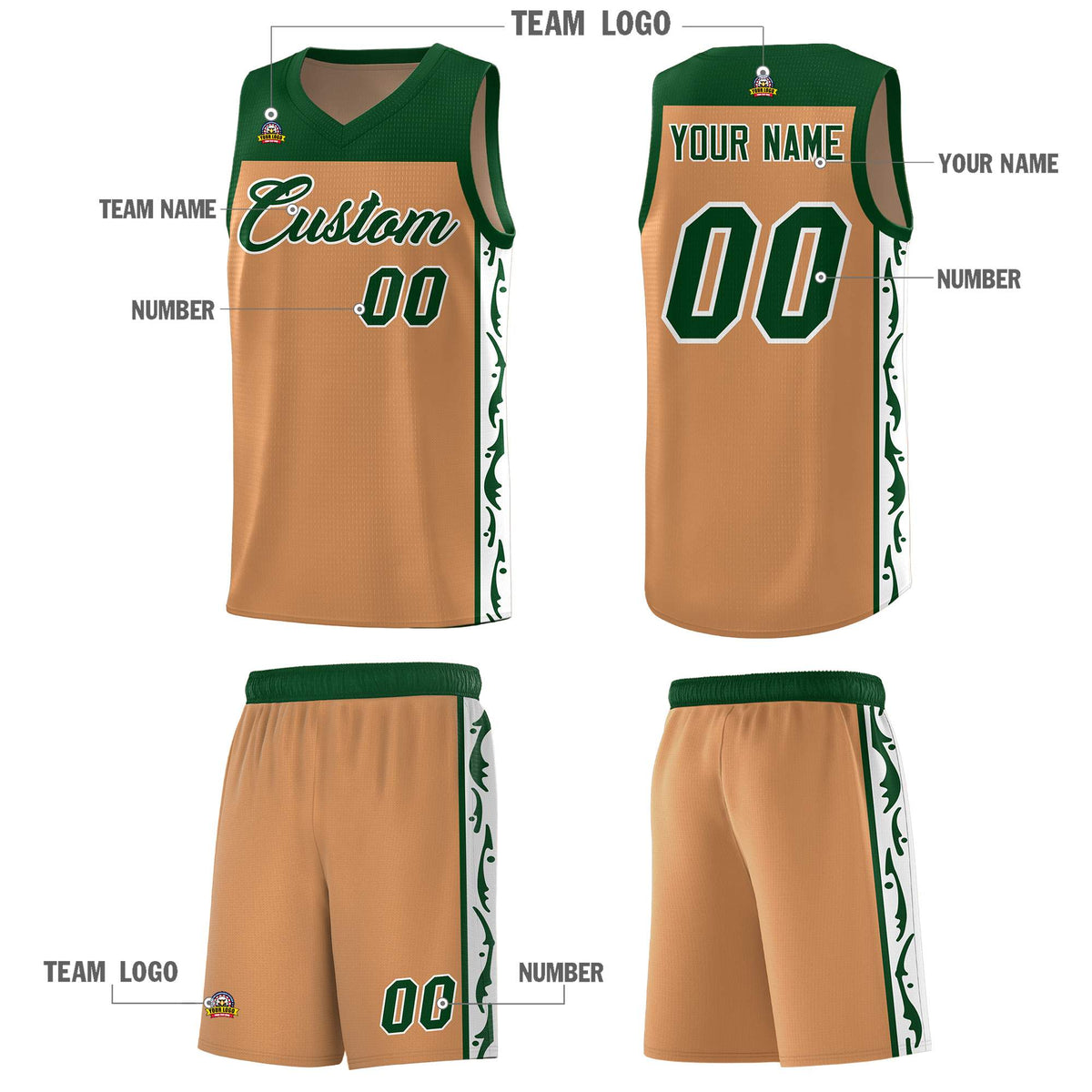 Custom Light Brown Side Pattern Sports Uniform Basketball Jersey|KXKSHOP