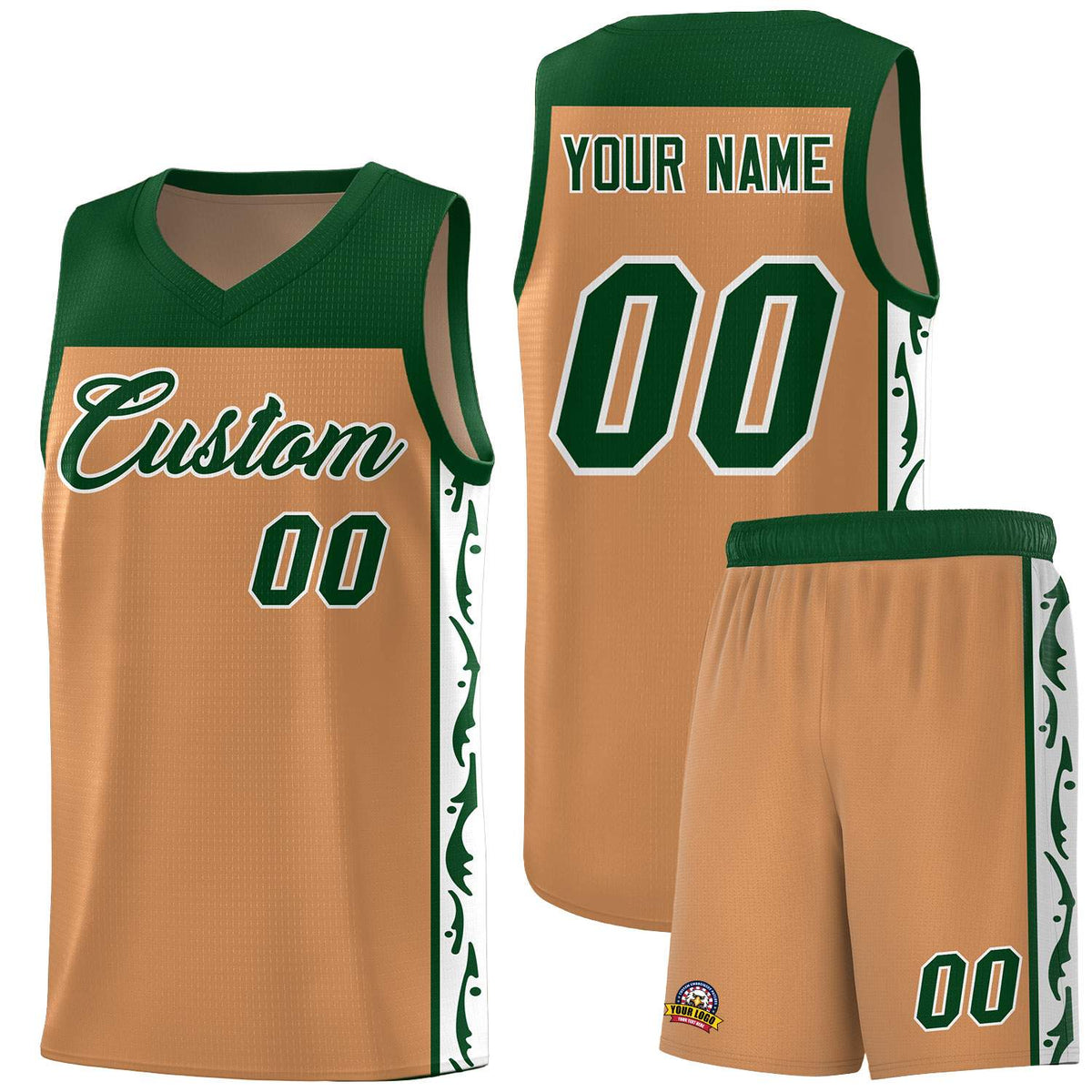 Custom Light Brown Side Pattern Sports Uniform Basketball Jersey|KXKSHOP