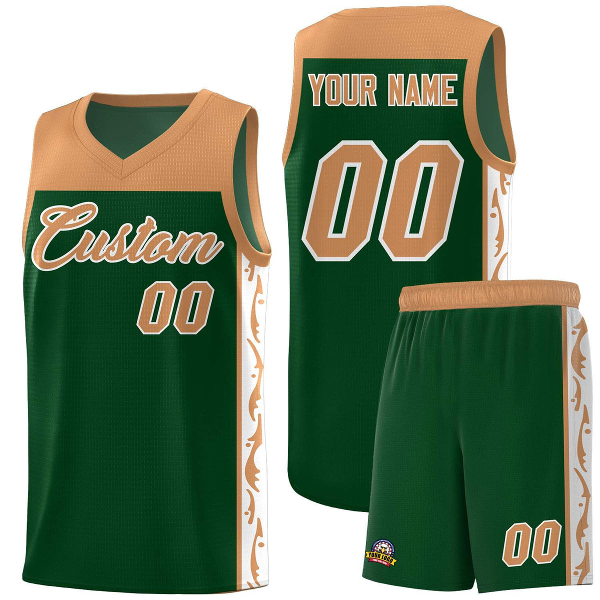 Custom Green Side Pattern Sports Uniform Basketball Jersey|KXKSHOP