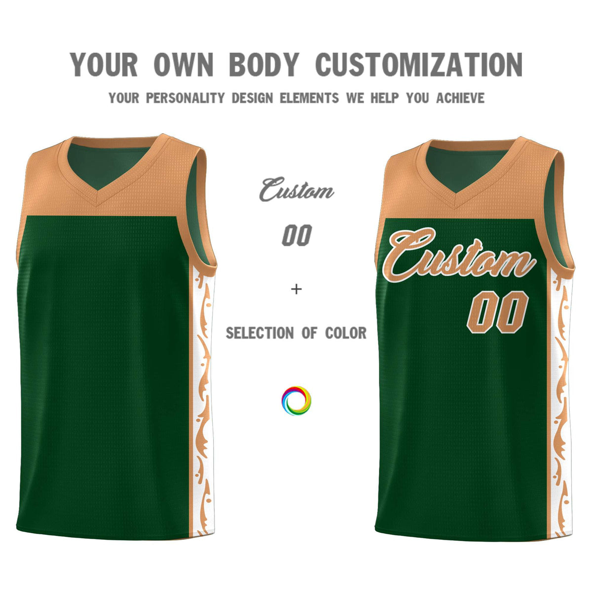 Custom Green Side Pattern Sports Uniform Basketball Jersey|KXKSHOP