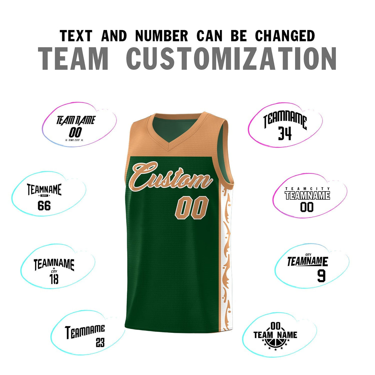 Custom Green Side Pattern Sports Uniform Basketball Jersey|KXKSHOP