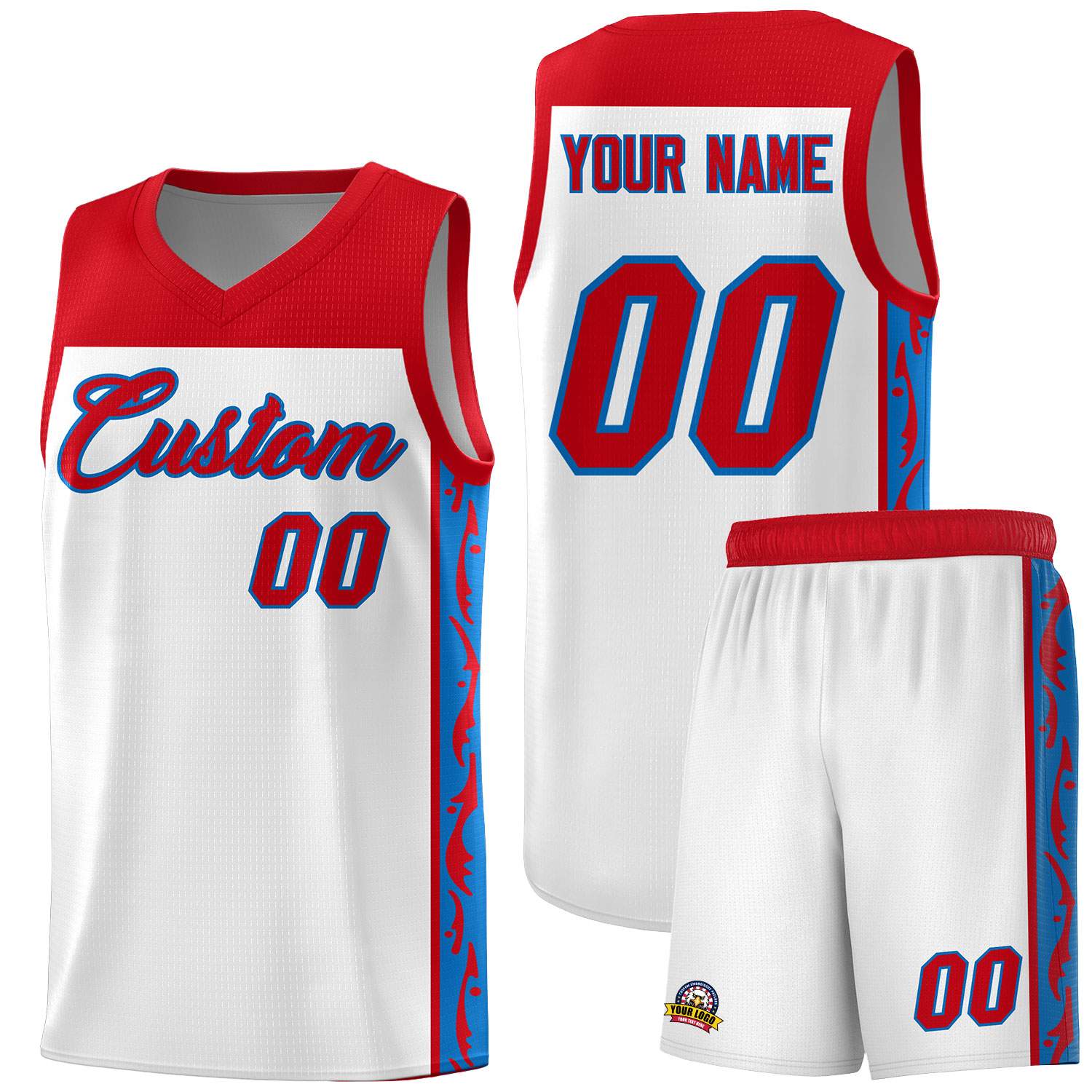 Custom White Side Pattern Sports Uniform Basketball Jersey|KXKSHOP