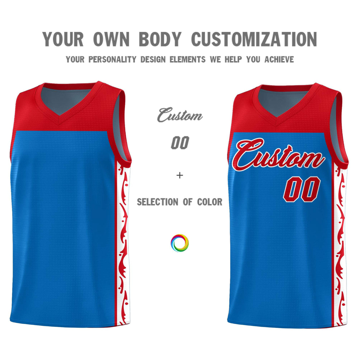 Custom Royal Side Pattern Sports Uniform Basketball Jersey|KXKSHOP