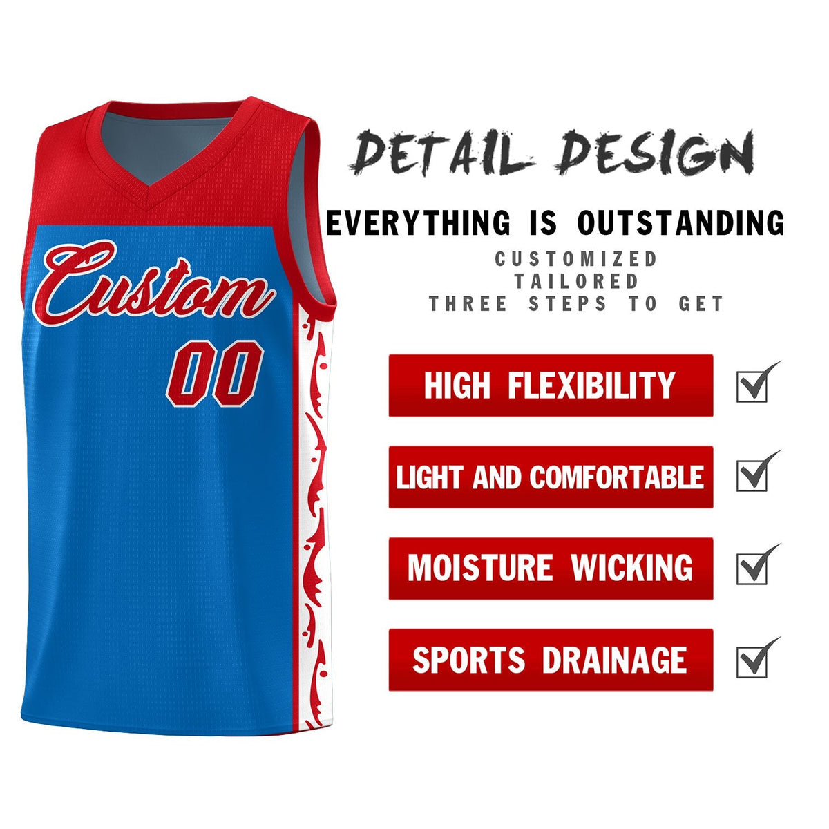 Custom Royal Side Pattern Sports Uniform Basketball Jersey|KXKSHOP