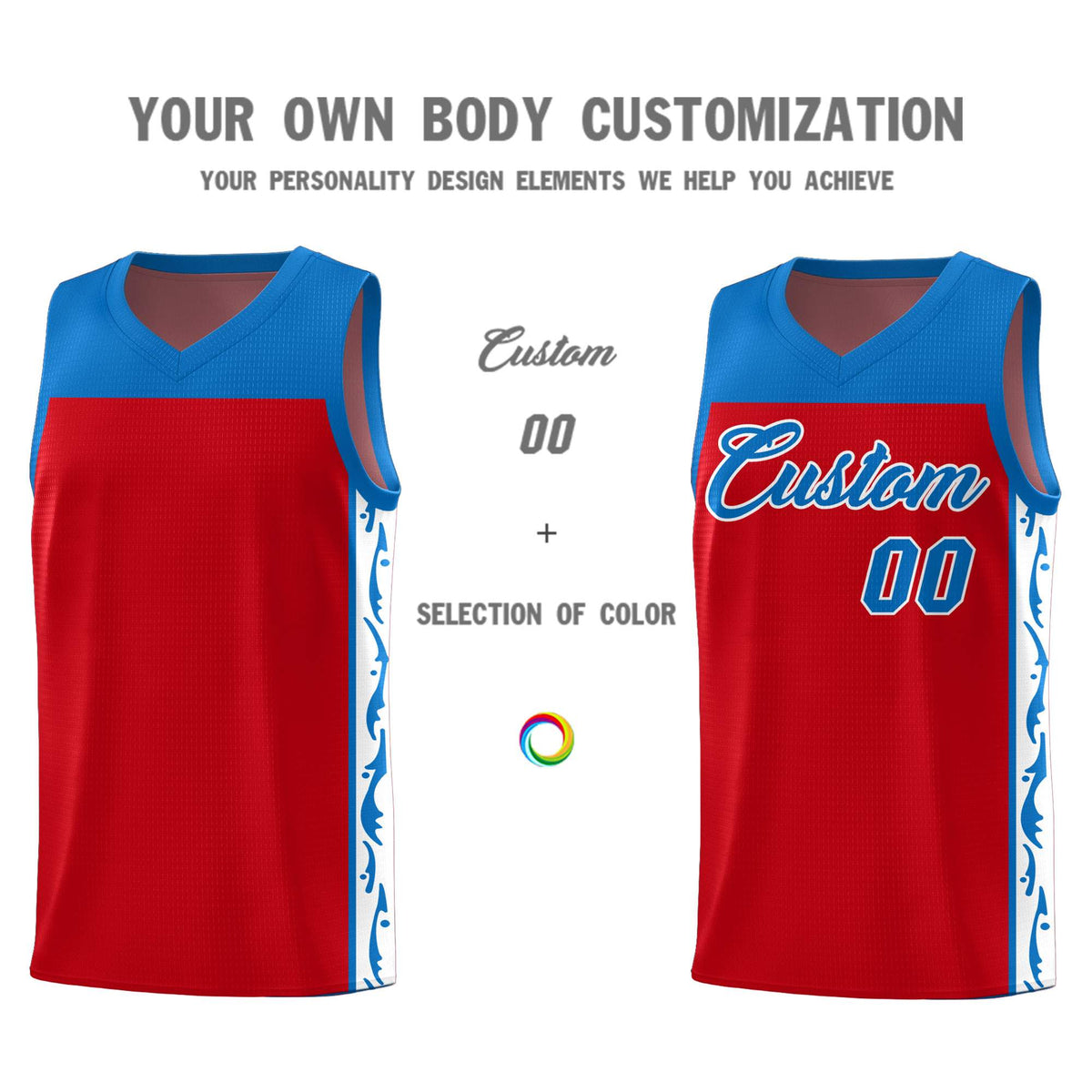 Custom Red Side Pattern Sports Uniform Basketball Jersey|KXKSHOP