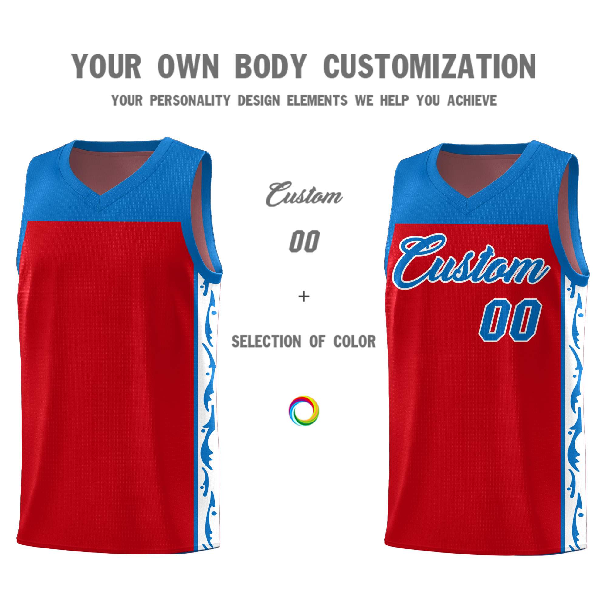 Custom Red Side Pattern Sports Uniform Basketball Jersey|KXKSHOP