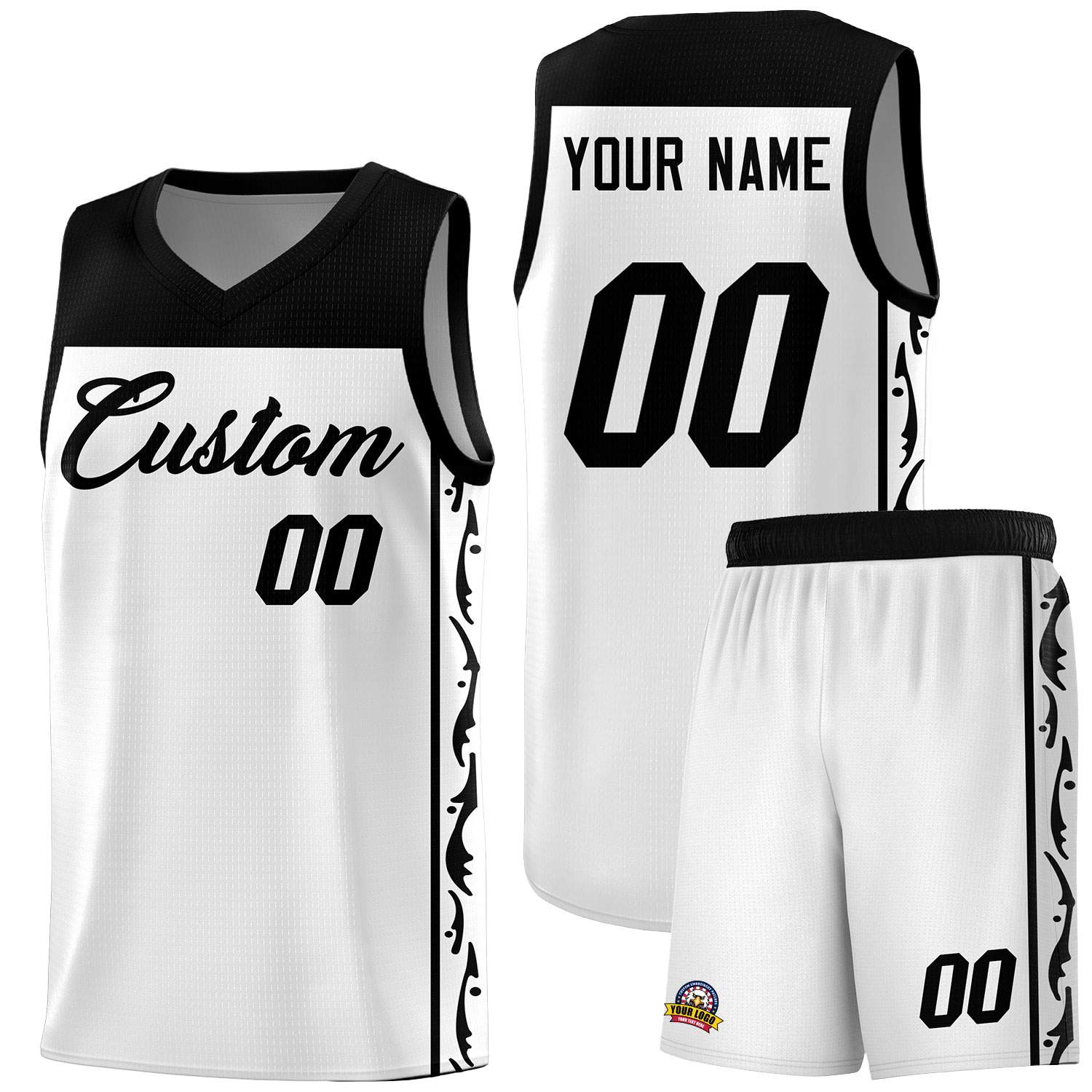 Custom White Side Pattern Sports Uniform Basketball Jersey|KXKSHOP