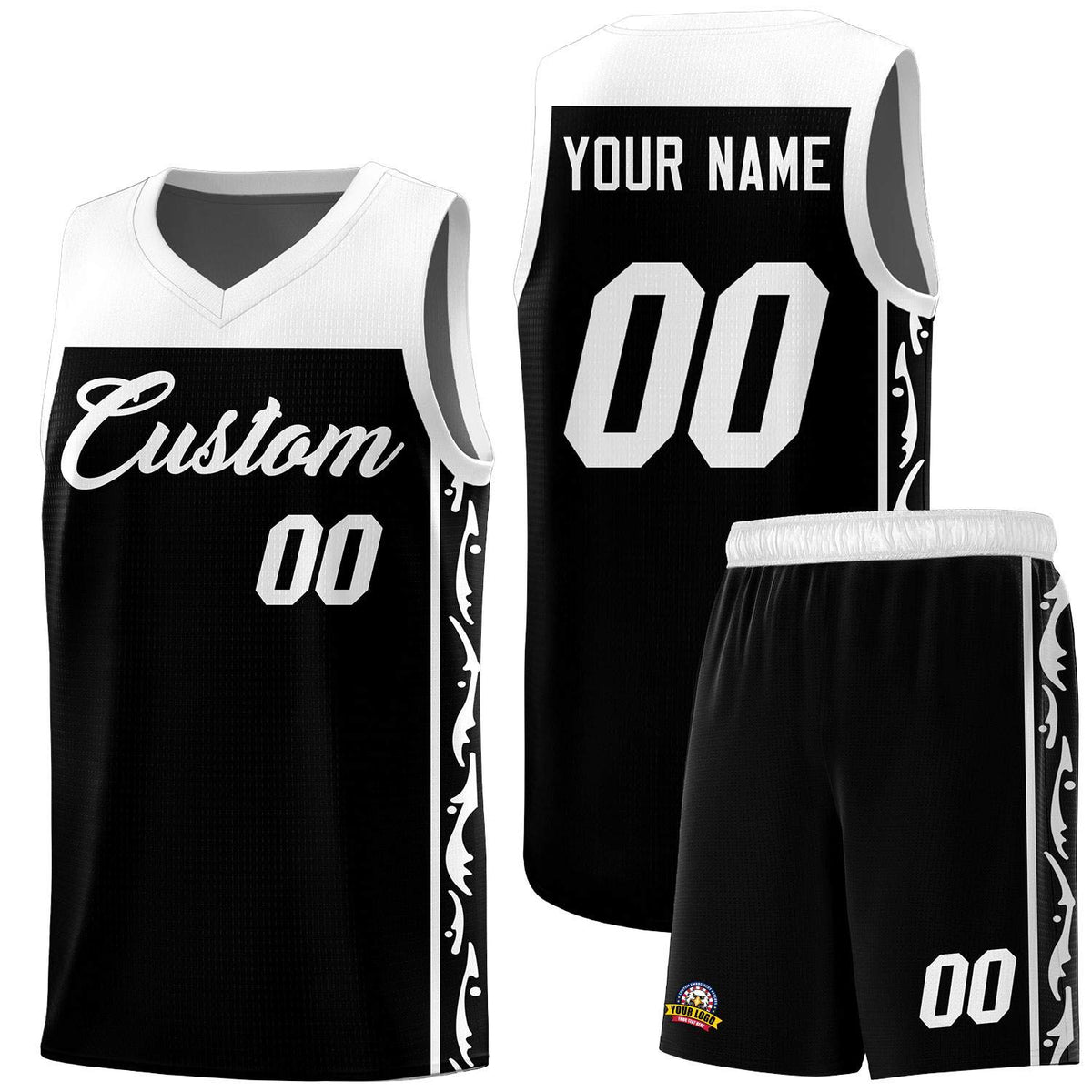 Custom Black Side Pattern Sports Uniform Basketball Jersey|KXKSHOP