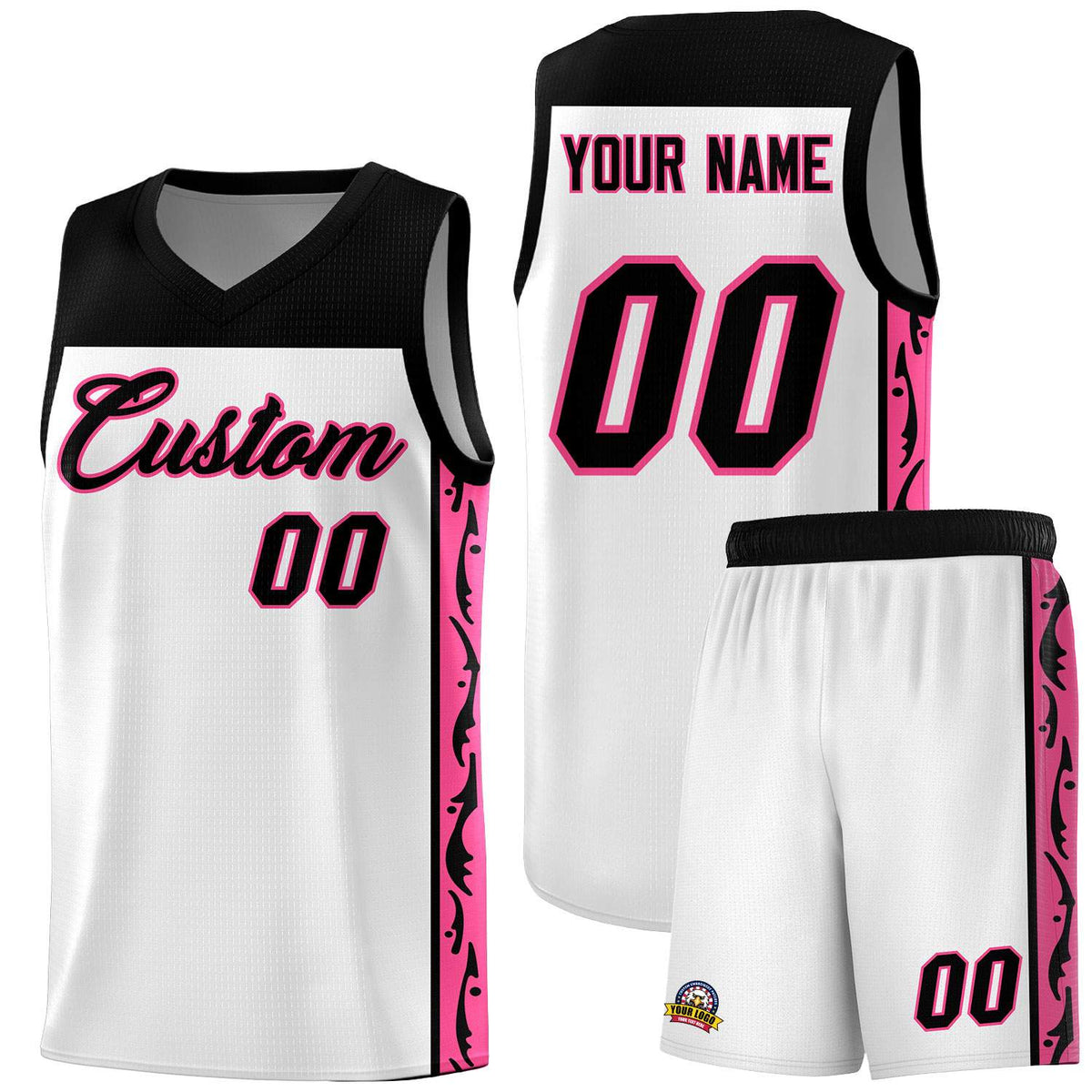 Custom White Side Pattern Sports Uniform Basketball Jersey|KXKSHOP
