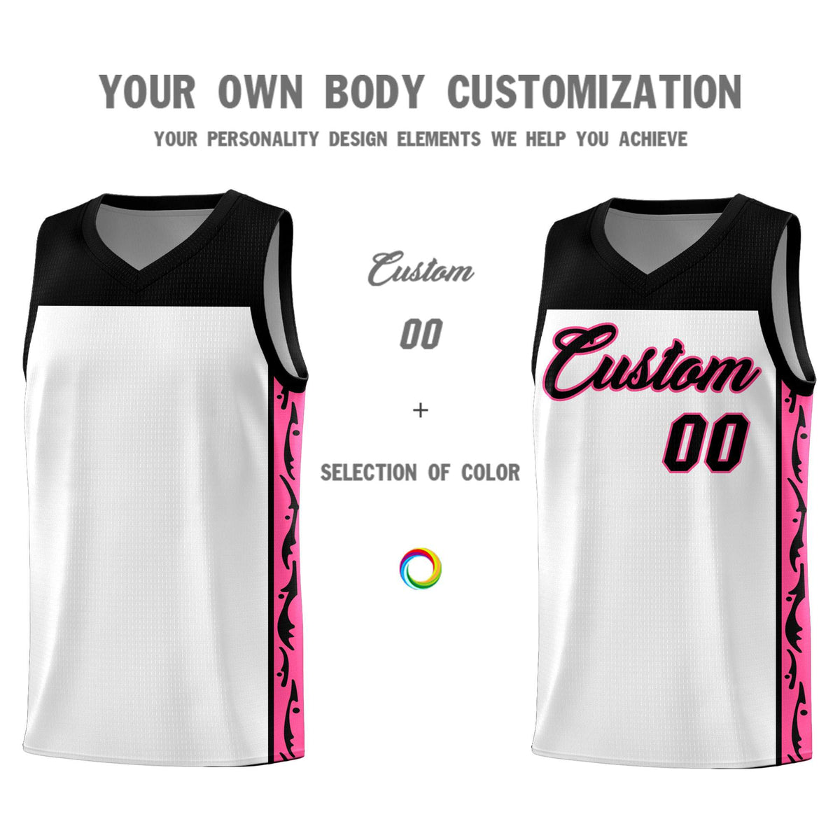 Custom White Side Pattern Sports Uniform Basketball Jersey|KXKSHOP