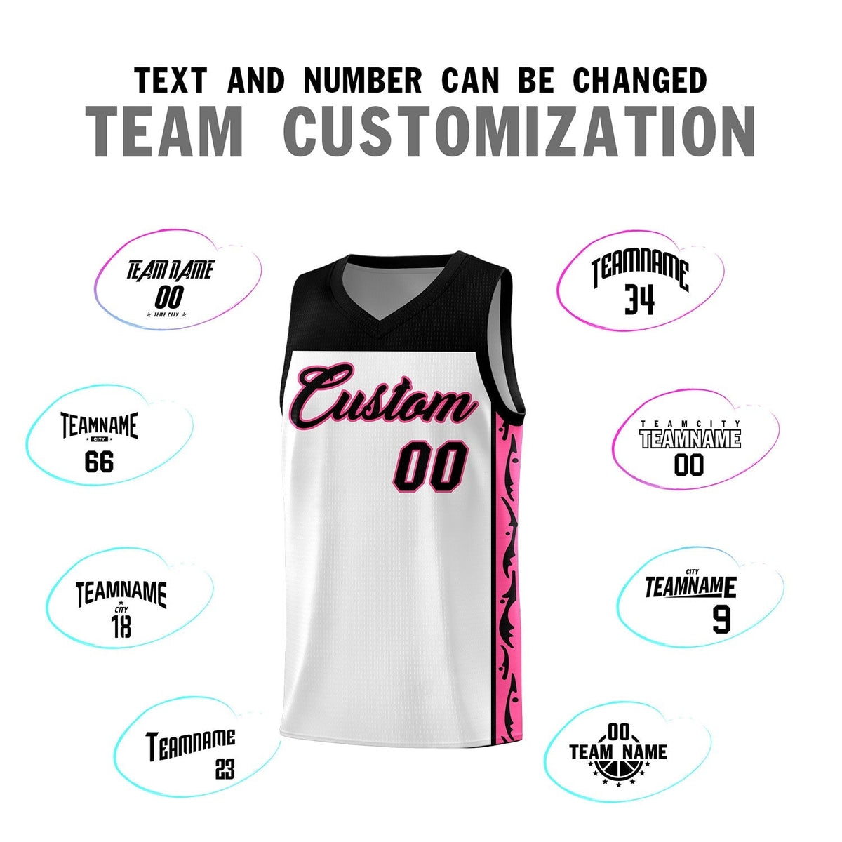 Custom White Side Pattern Sports Uniform Basketball Jersey|KXKSHOP