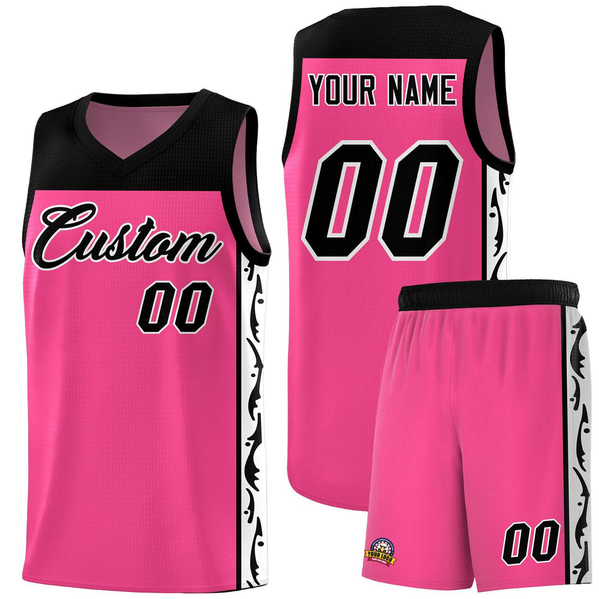 Custom Pink Side Pattern Sports Uniform Basketball Jersey|KXKSHOP