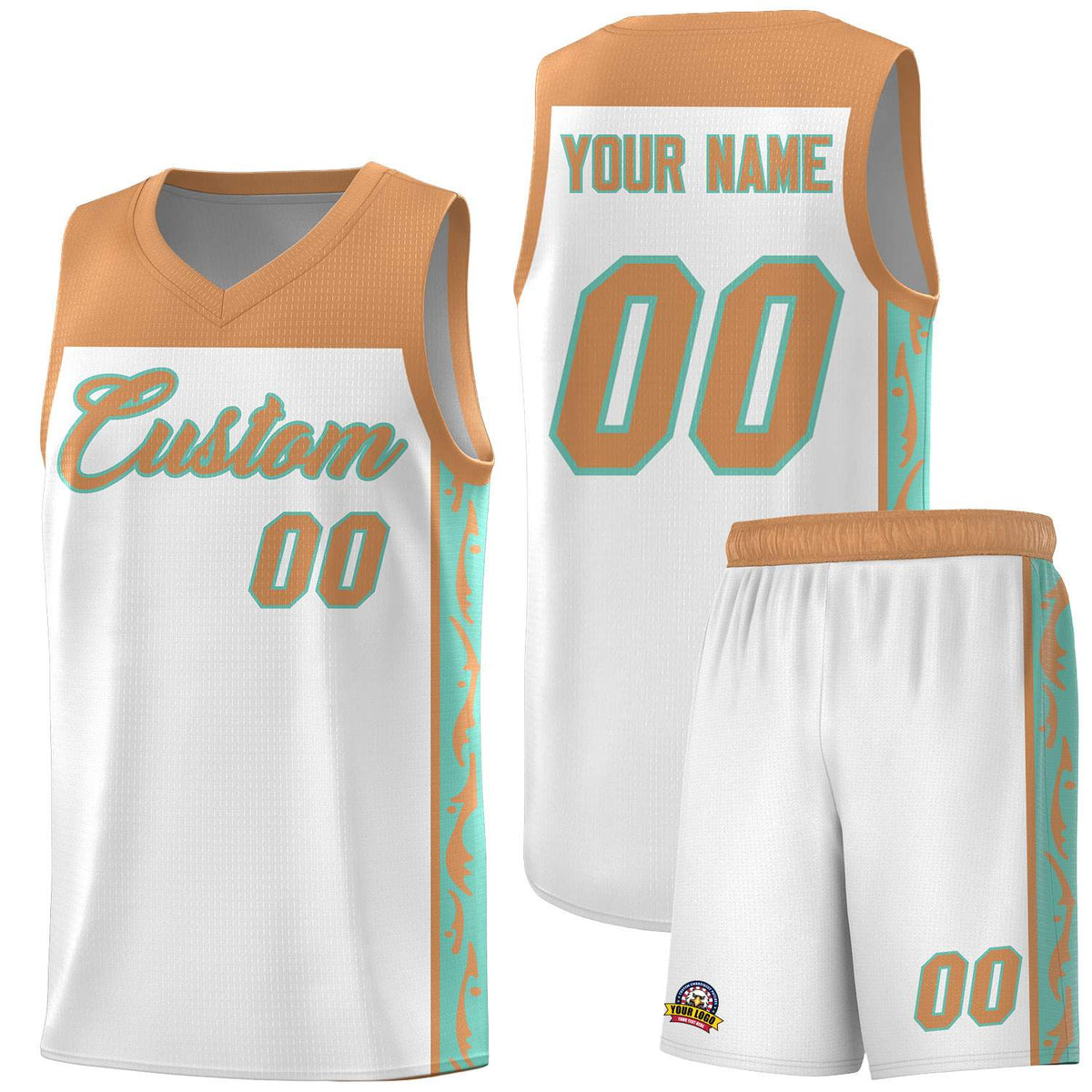Custom White Side Pattern Sports Uniform Basketball Jersey|KXKSHOP