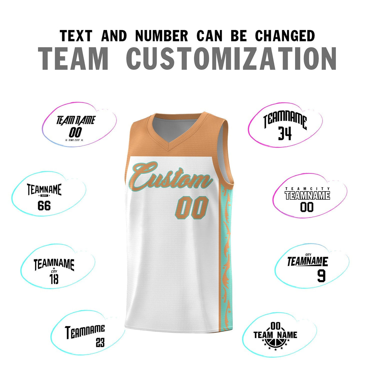 Custom White Side Pattern Sports Uniform Basketball Jersey|KXKSHOP