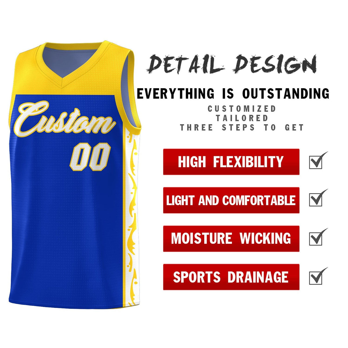 Custom Royal Side Pattern Sports Uniform Basketball Jersey|KXKSHOP