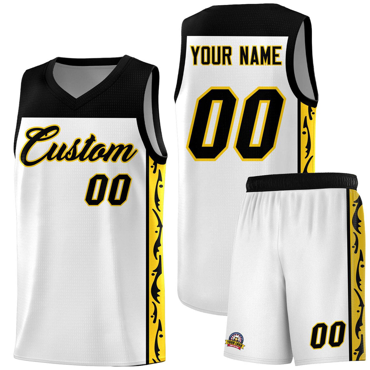 Custom White Side Pattern Sports Uniform Basketball Jersey|KXKSHOP