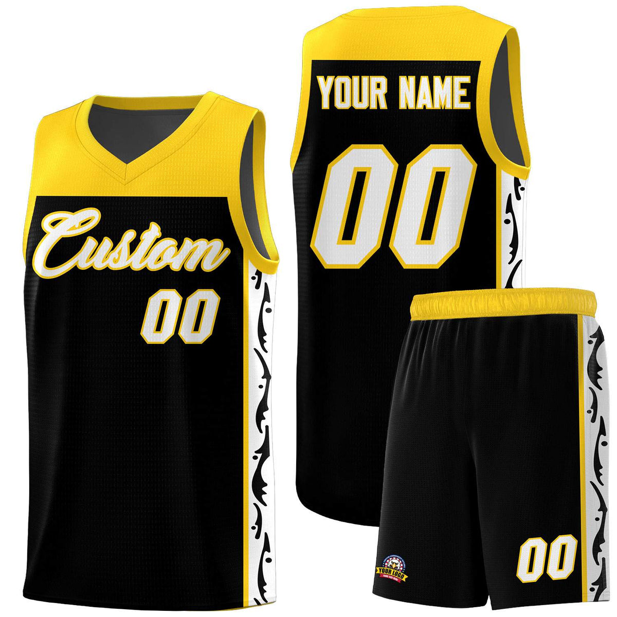 Custom Black Side Pattern Sports Uniform Basketball Jersey|KXKSHOP