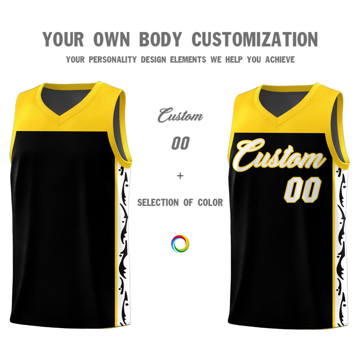 Custom Black Side Pattern Sports Uniform Basketball Jersey|KXKSHOP