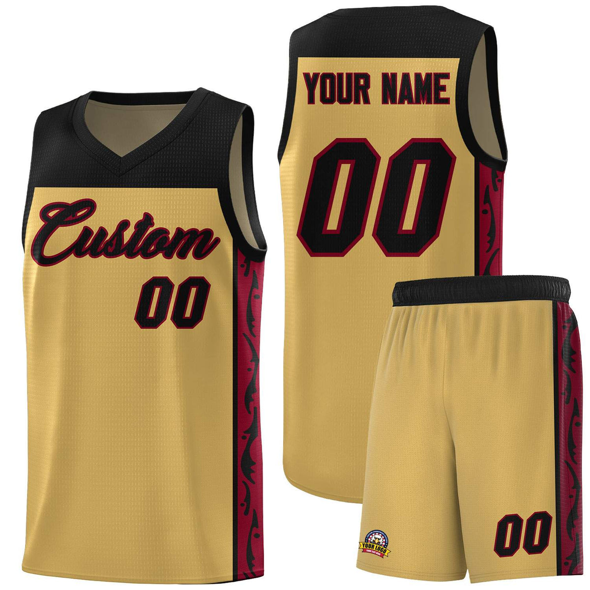 Custom Old Gold Side Pattern Sports Uniform Basketball Jersey|KXKSHOP