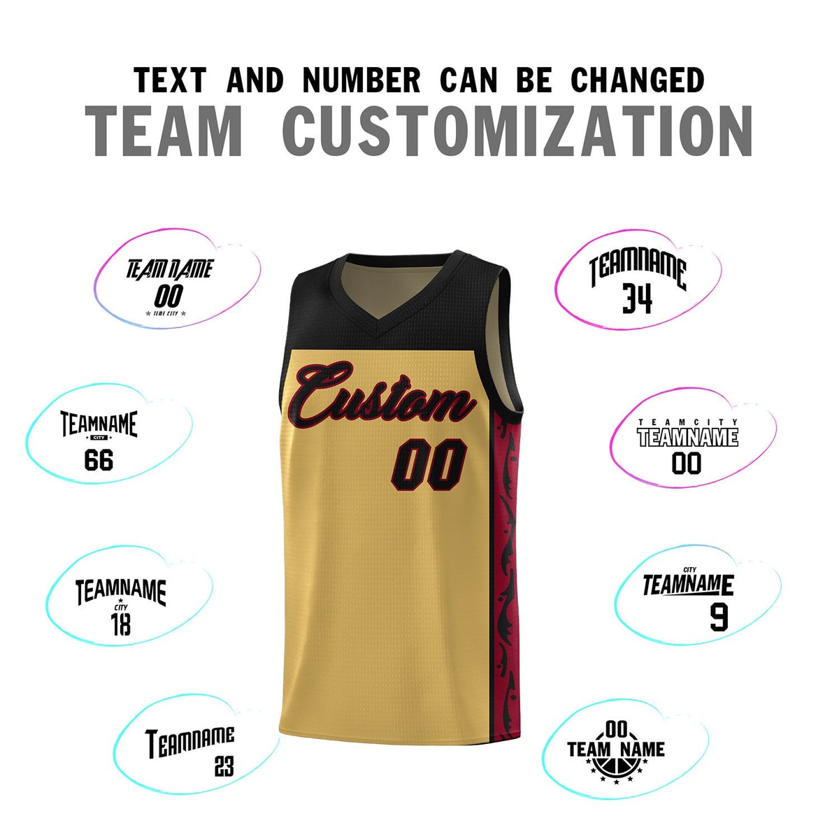 Custom Old Gold Side Pattern Sports Uniform Basketball Jersey|KXKSHOP