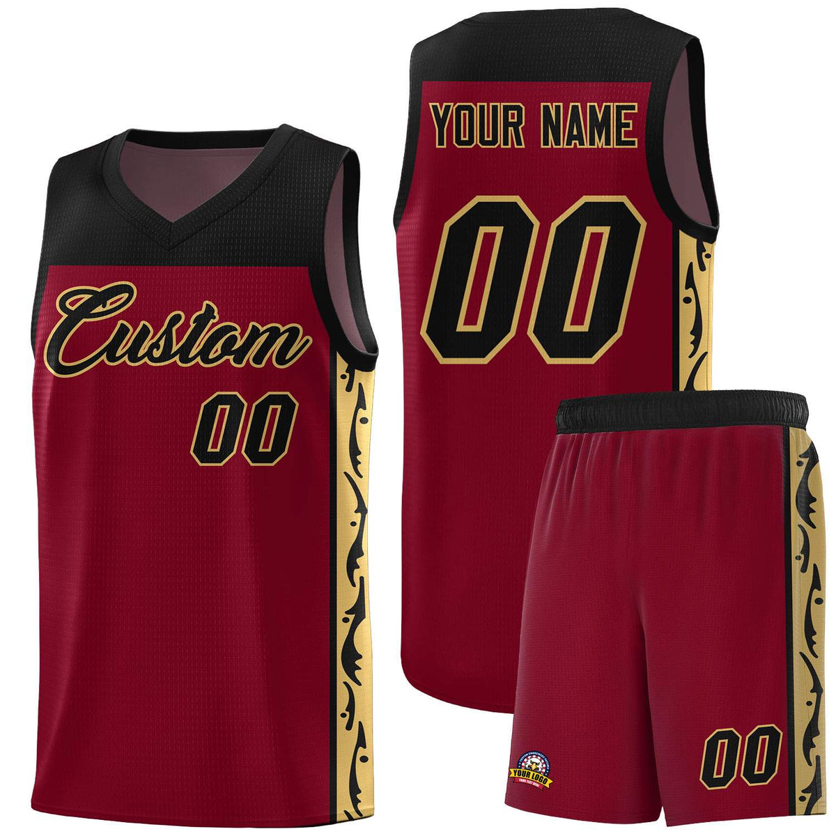 Custom Crimson Side Pattern Sports Uniform Basketball Jersey|KXKSHOP