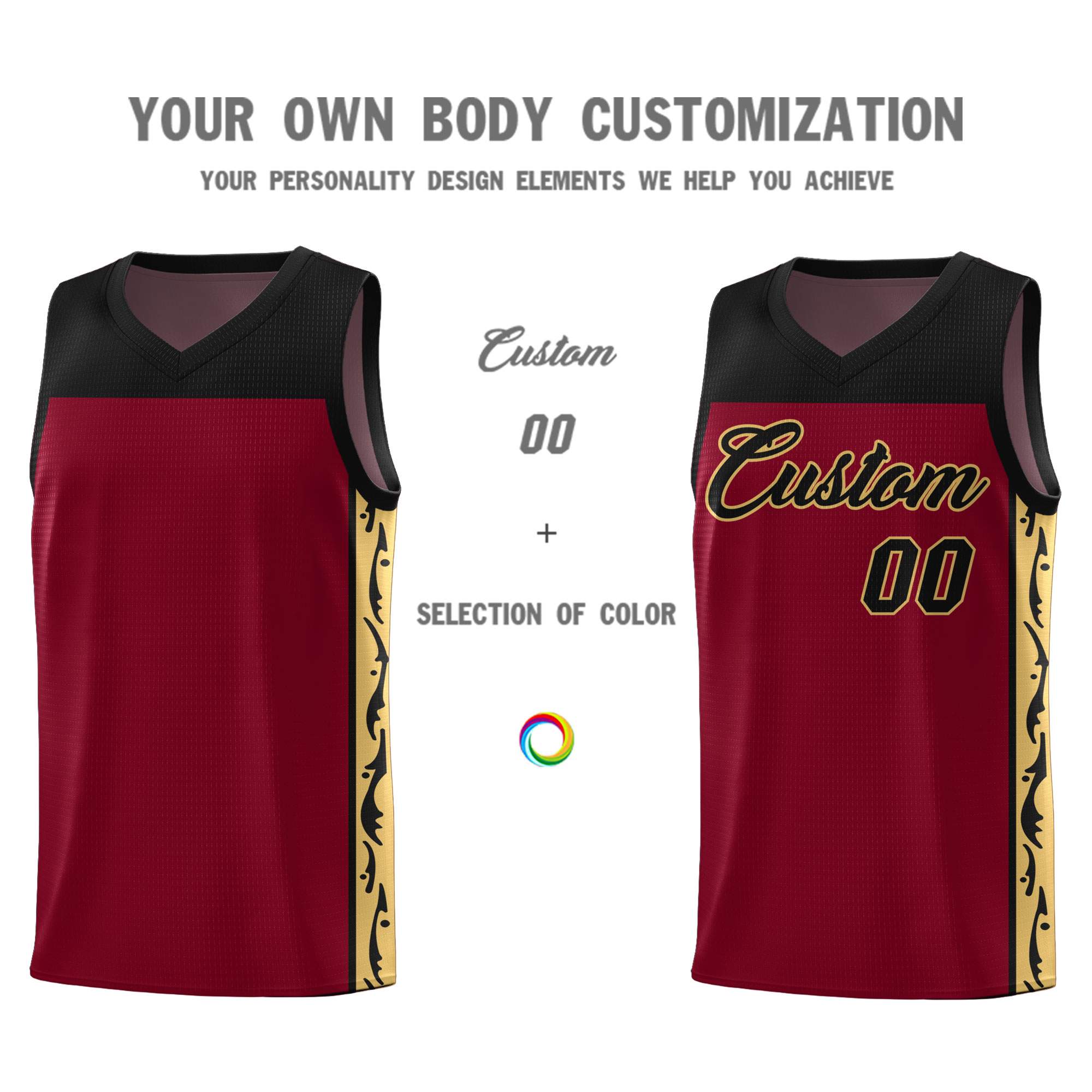 Custom Crimson Side Pattern Sports Uniform Basketball Jersey|KXKSHOP