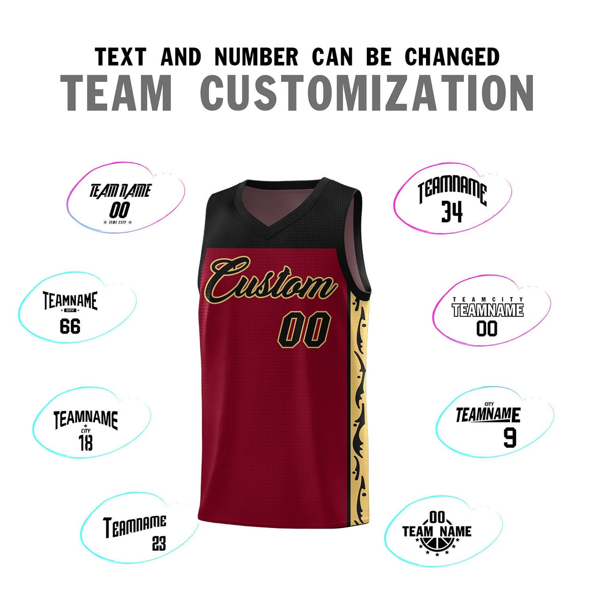 Custom Crimson Side Pattern Sports Uniform Basketball Jersey|KXKSHOP