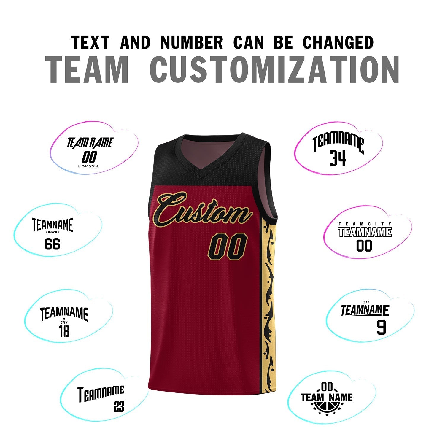 Custom Crimson Side Pattern Sports Uniform Basketball Jersey|KXKSHOP